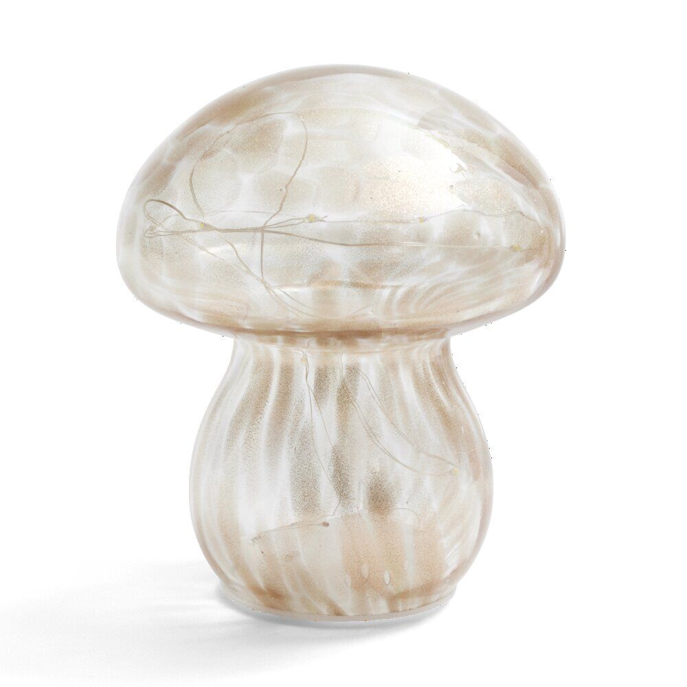 Décoration à poser champignon à LED en verre marron Ø13xH15cm