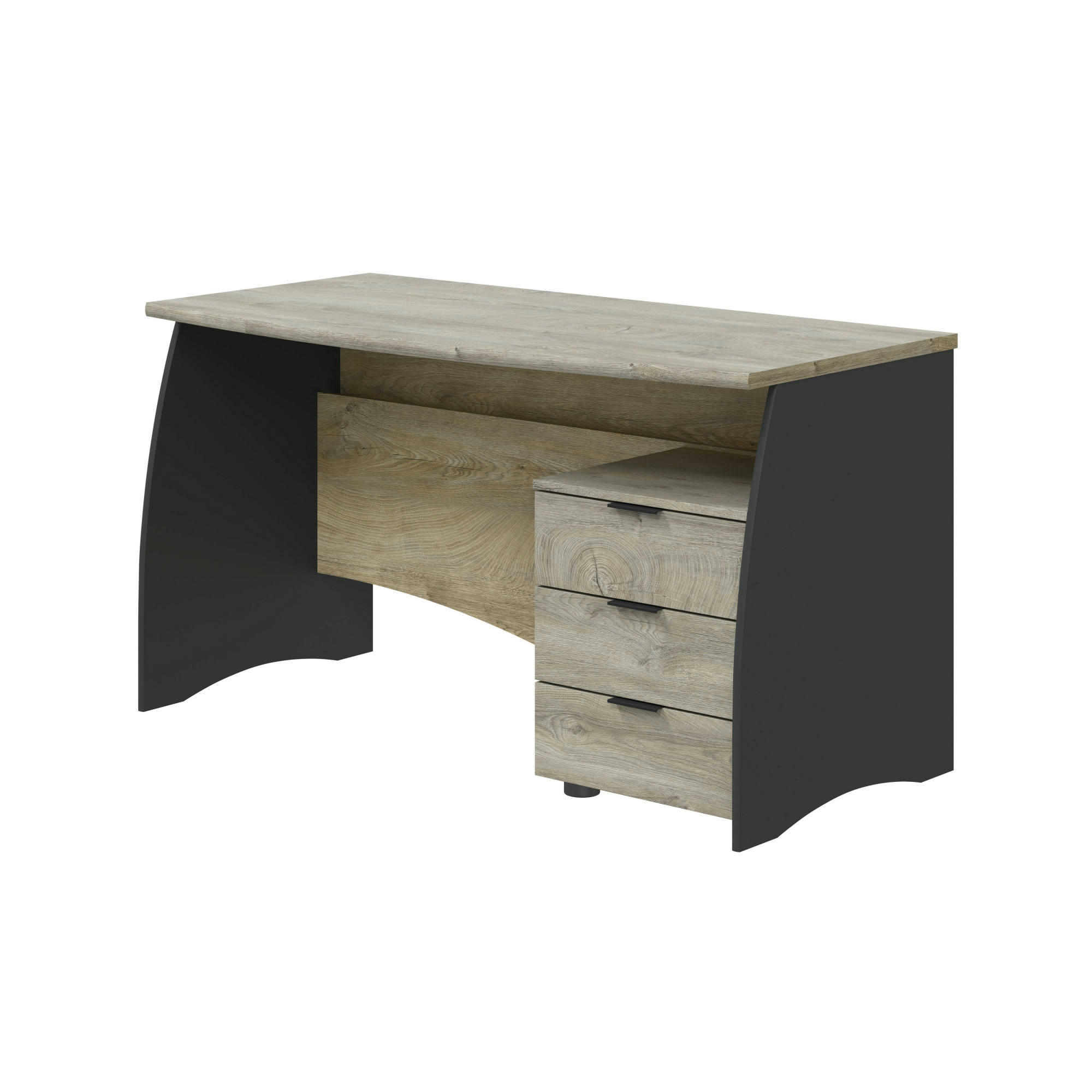 CARROLLTON - Bureau effet bois chêne et anthracite