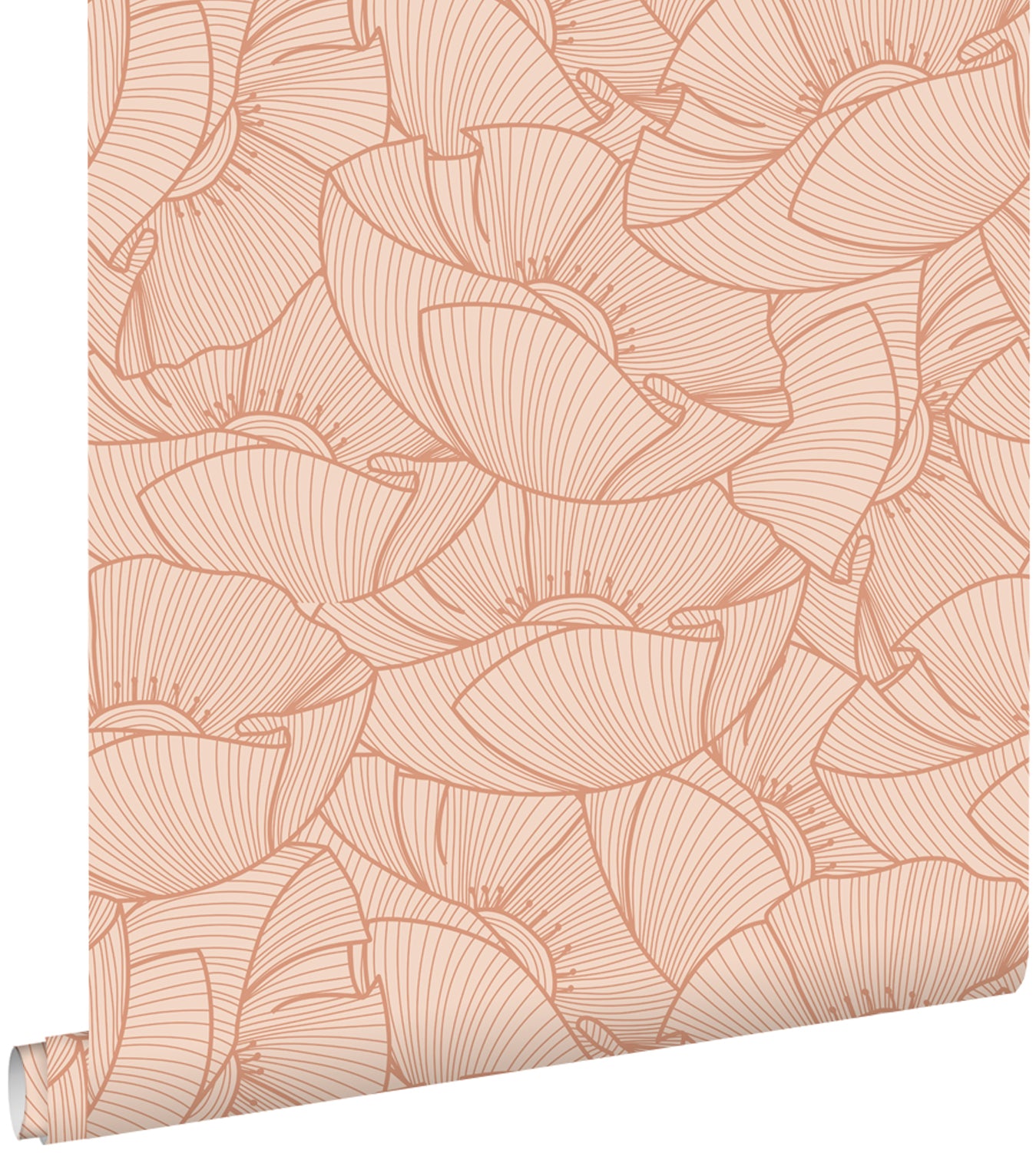 ESTAhome behang klaprozen terracotta roze - 53 cm x 10.05 m - 139706