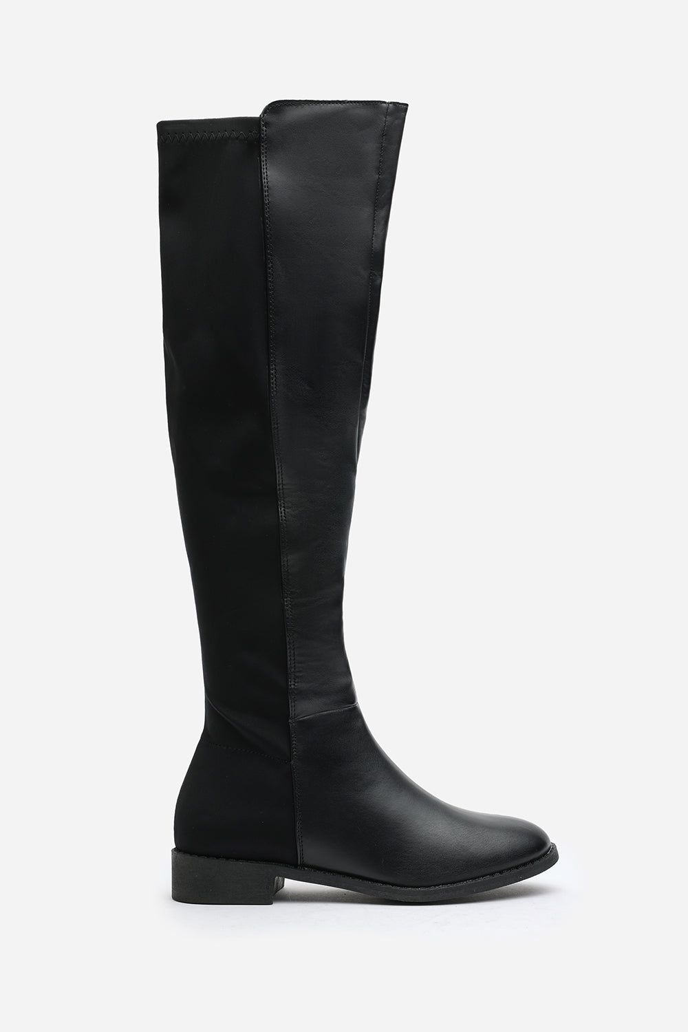 Where's That From Verity' Faux Leather Stretch Over Knee Flat Riding Boots