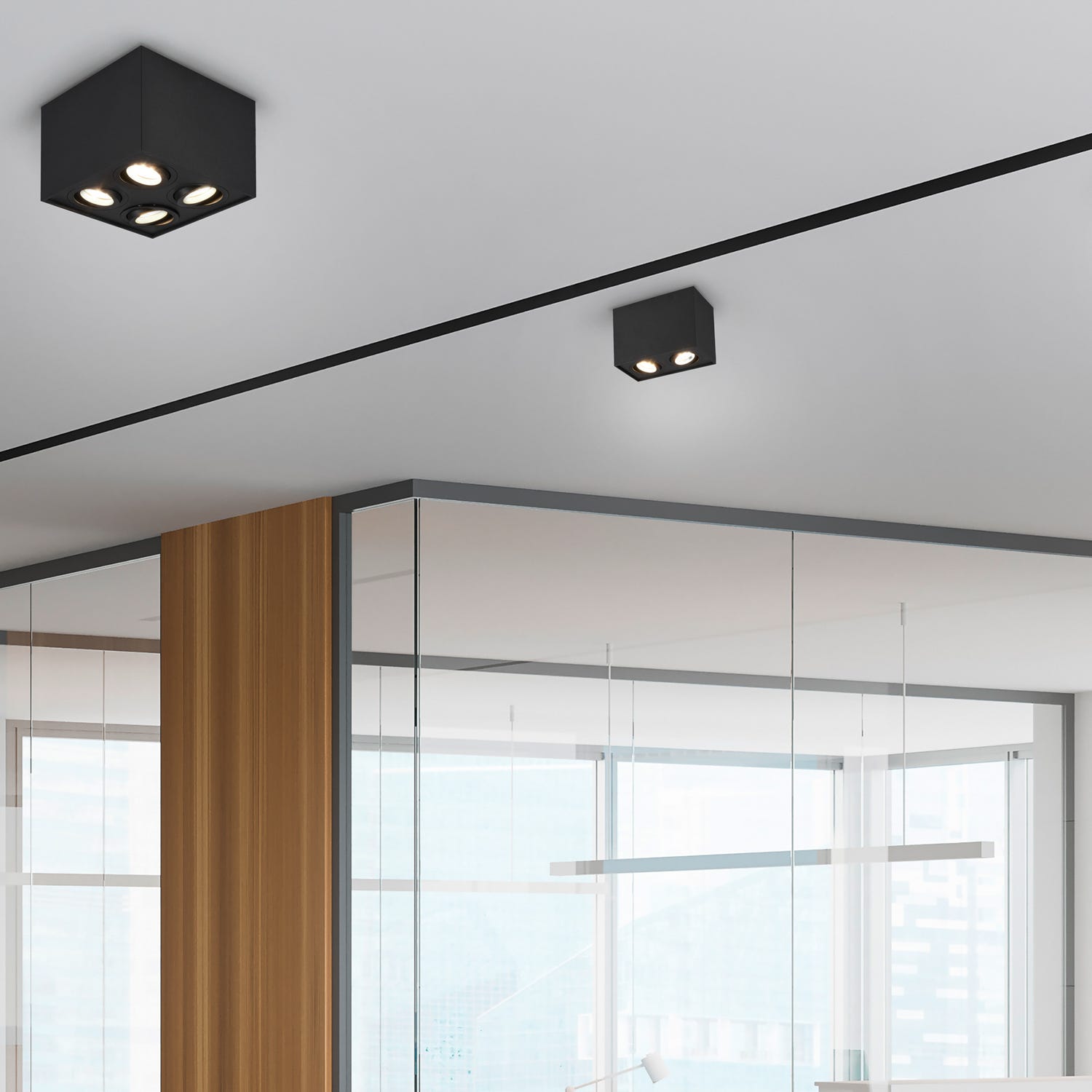 Plafoniera nera 2 luci Biscuit Trio