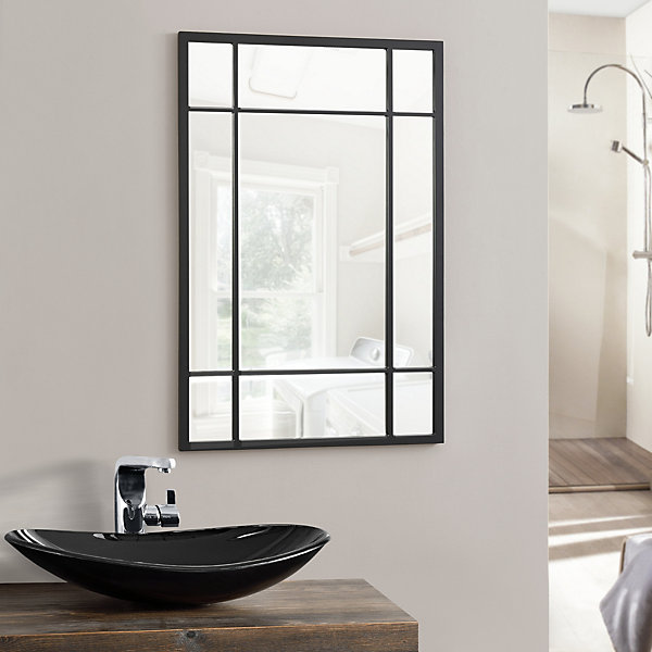Miroir mural Colobraro rectangulaire 90 x 60 cm noir mat en.casa