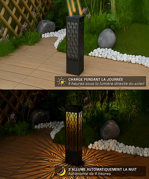 Borne/Applique Solaire Carrée 38CM - éclairage Jardin Allée Terrasse - Motif Lumineux Projeté - Groupe DDC