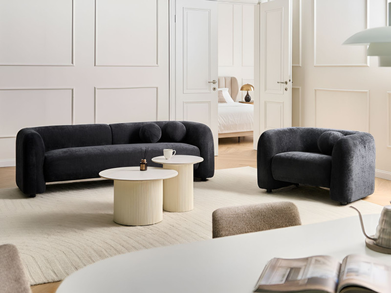 Komplet wypoczynkowy 4-osobowy sofa i fotel czarny