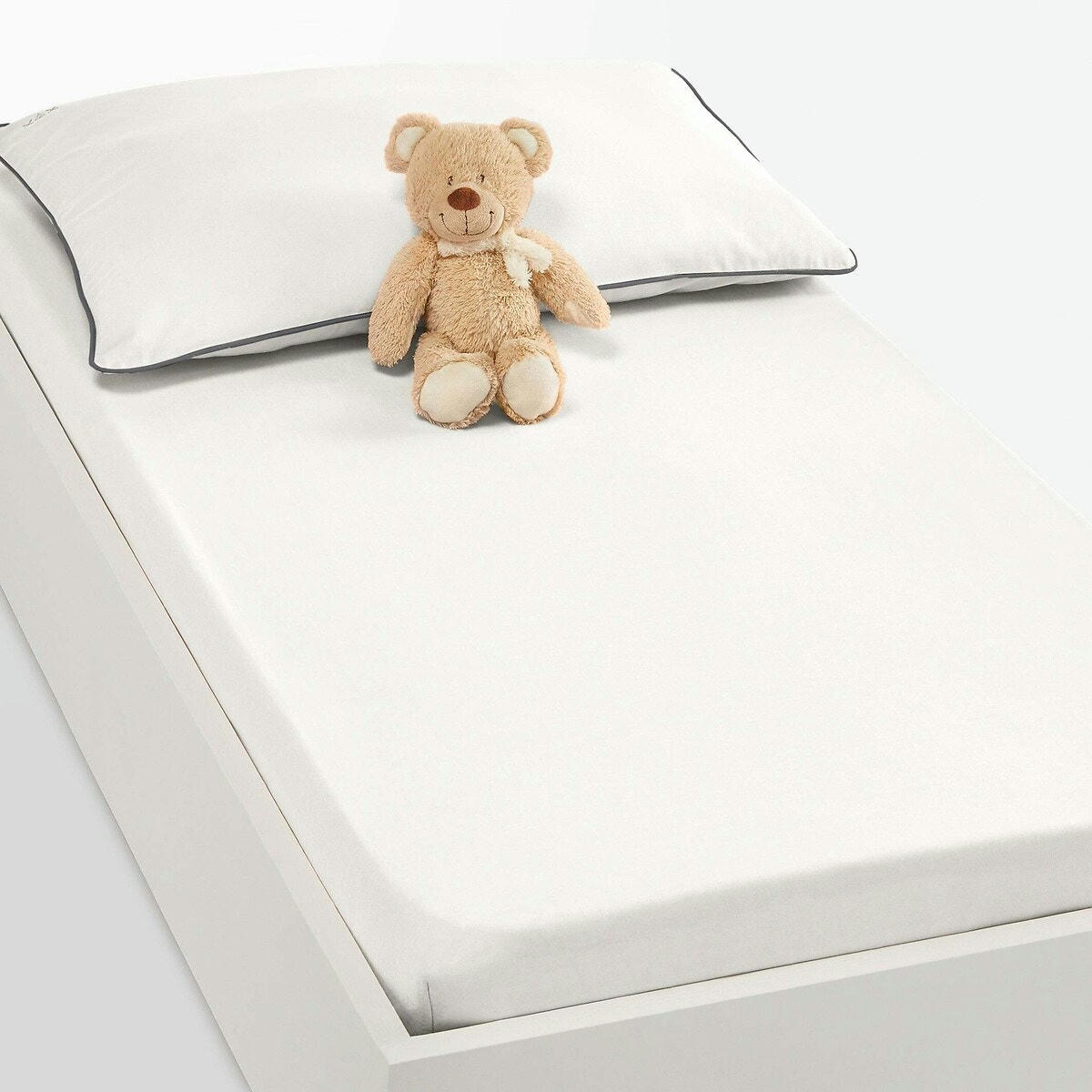 Lot de 2 draps housses coton, unis, bonnet 17 cm