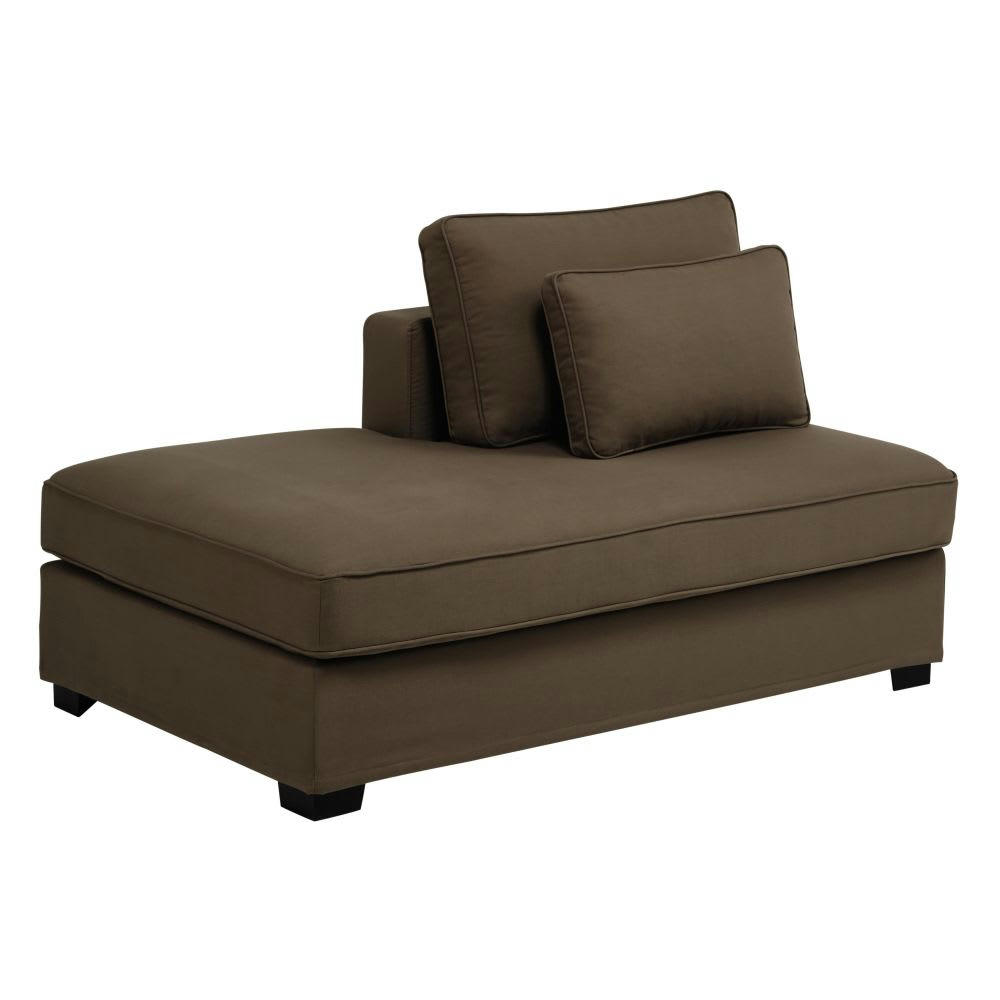 Milano - Méridienne gauche pour canapé modulable en toile gris taupe