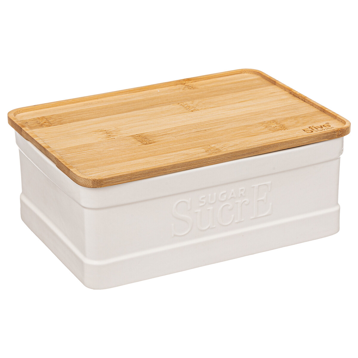 Caixa Para Açucar Natureo Branca Com Tampa Em Bambu