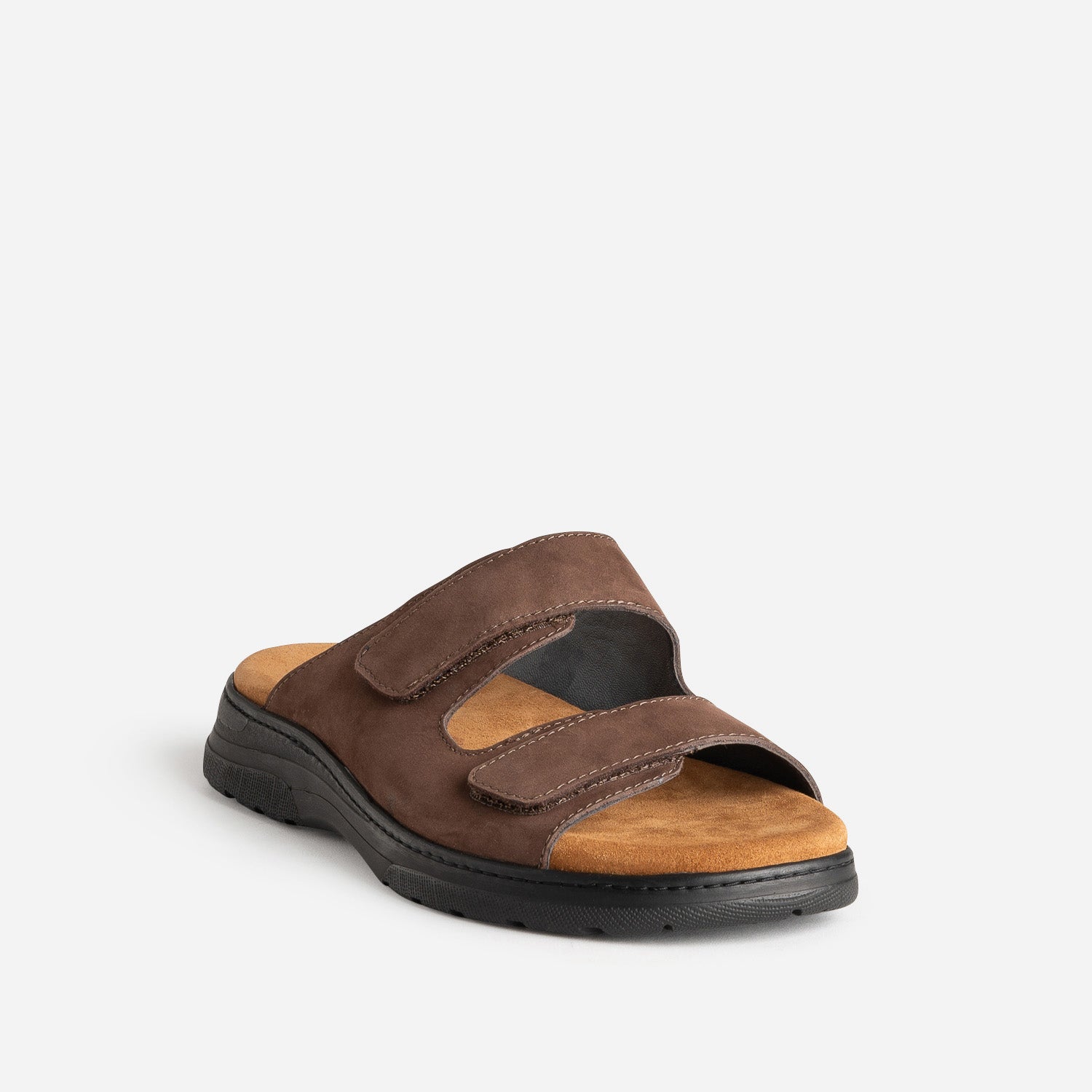 Mule FRANCE ARNIO marron cuir à scratchs