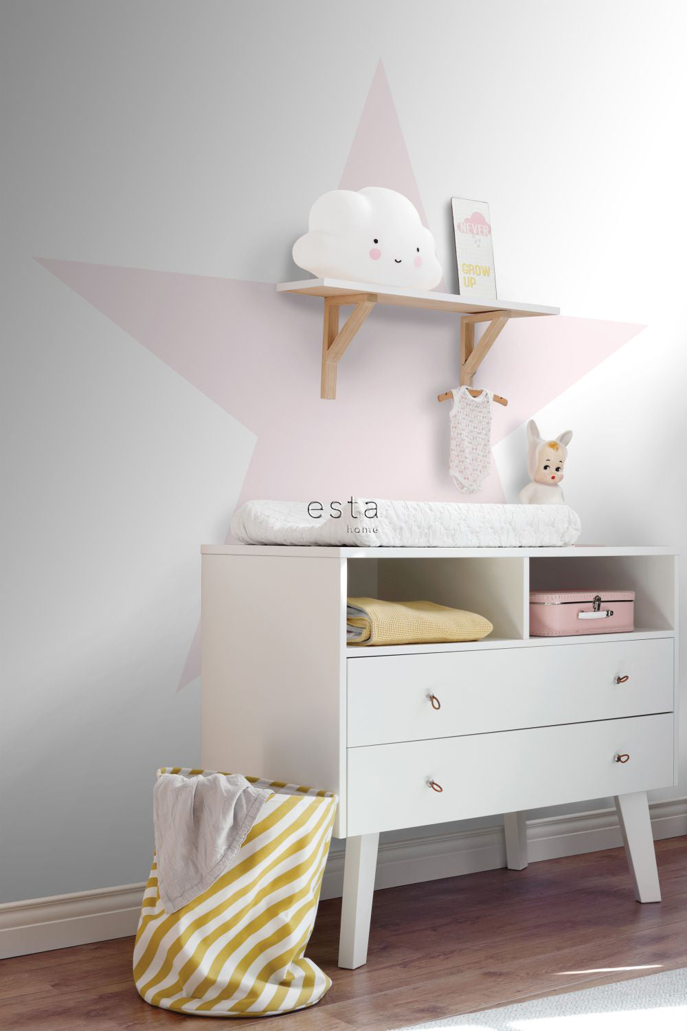 ESTAhome fotobehang grote ster licht roze - 186 x 279 cm - 158851