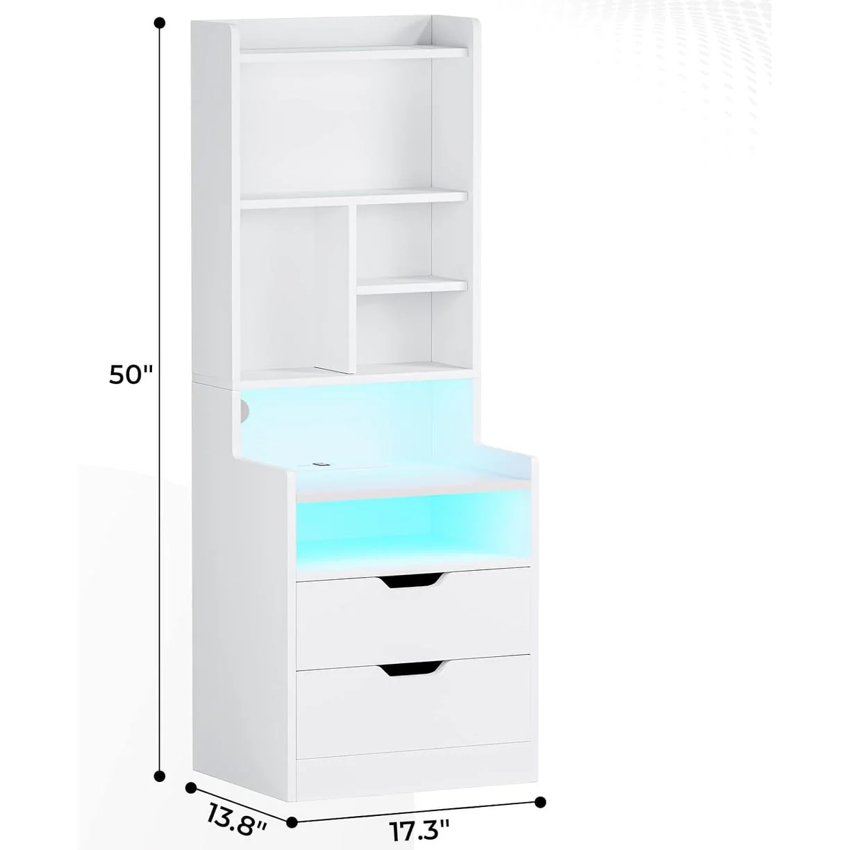 Nightstand with Bookshelf Tall Night Stand 2 Drawers