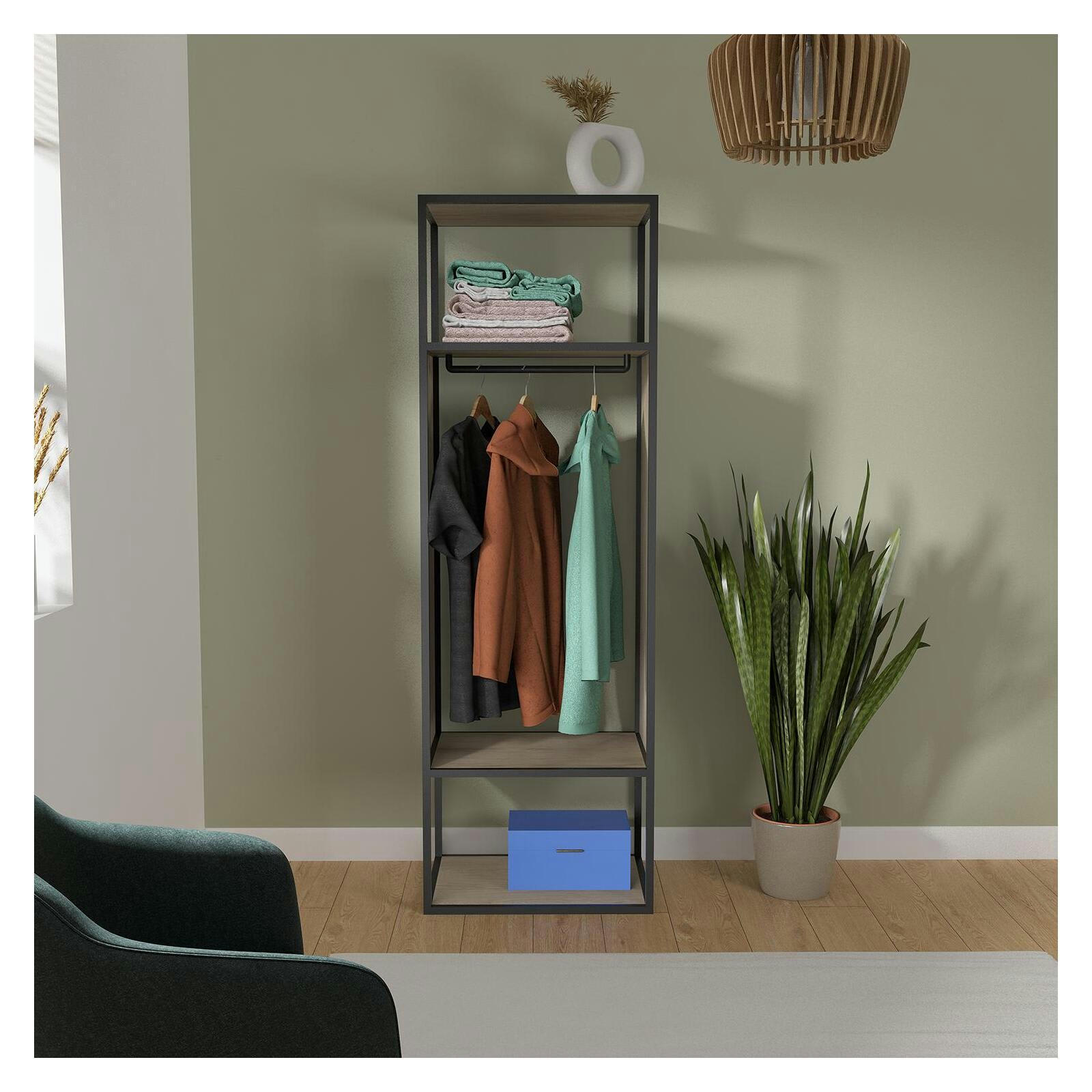 OSLO - Portant vêtements bois et métal noir L60 x H184,5 cm