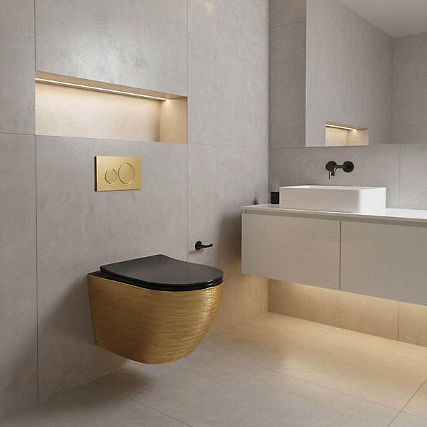 Cuvette Wc Suspendue Rea Carlo Mini Tornado Black/Brushed Gold