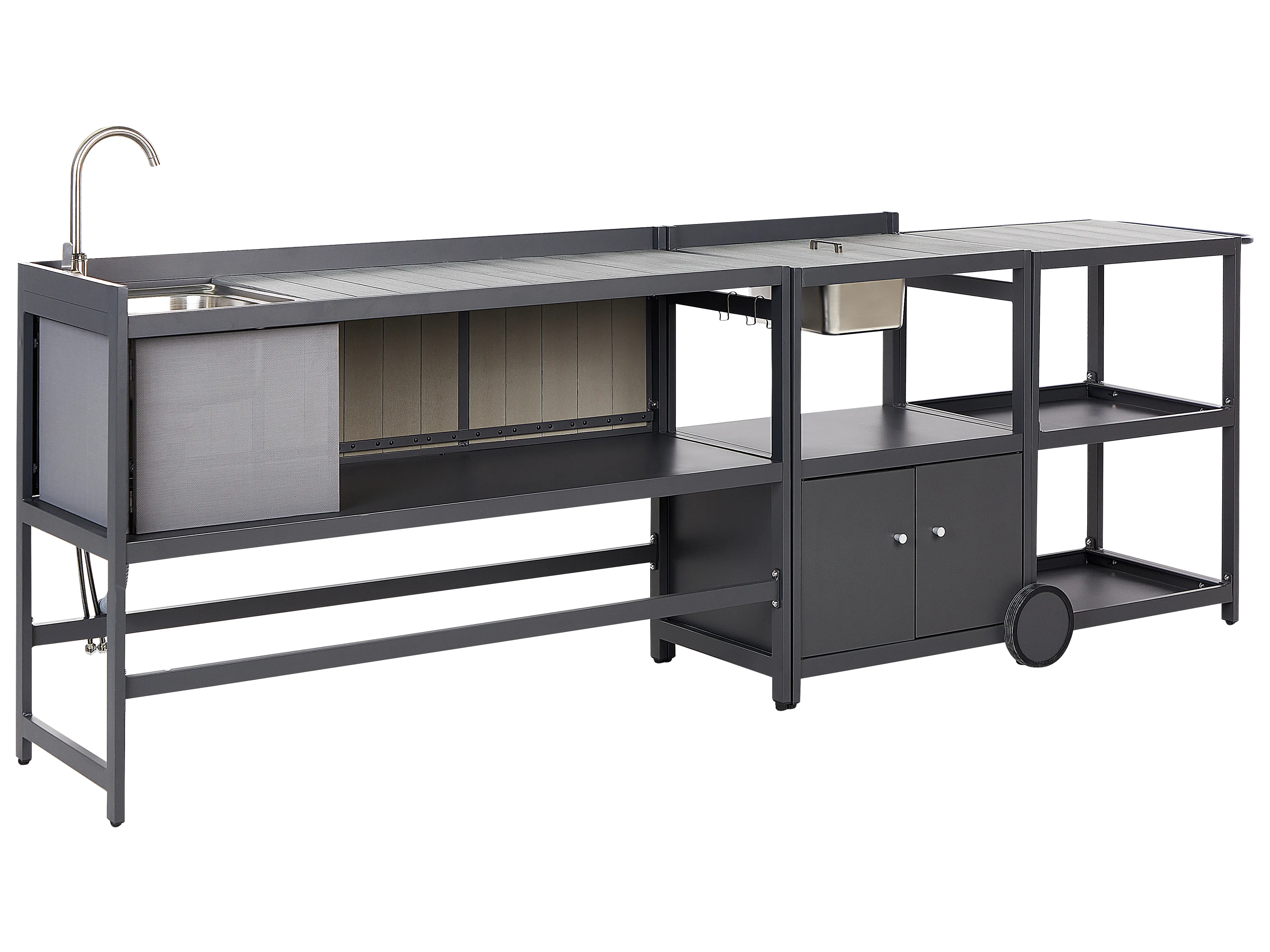 Outdoor Kitchen Set with Sink ORTISEI Metal Graphite Grey
