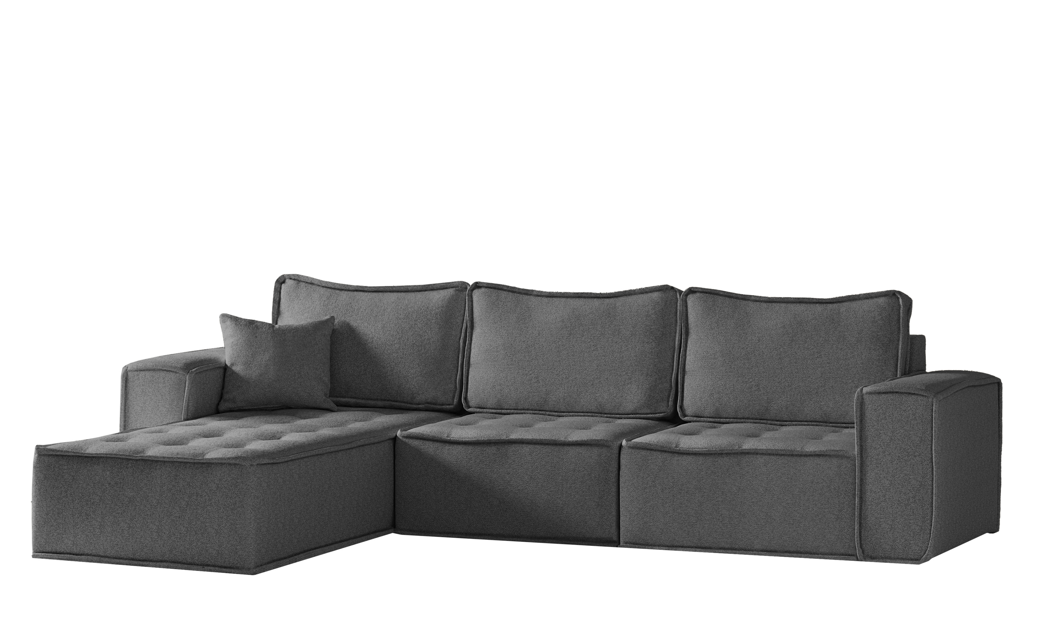 Sofa w ksztacie L maxi BOHOO, tkanina Raven, Ciemnoszary Lewostronny