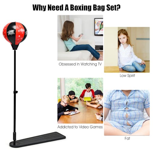 NNECW Inflatable Boxing Ball with Boxing Gloves & Air Pump for Kid