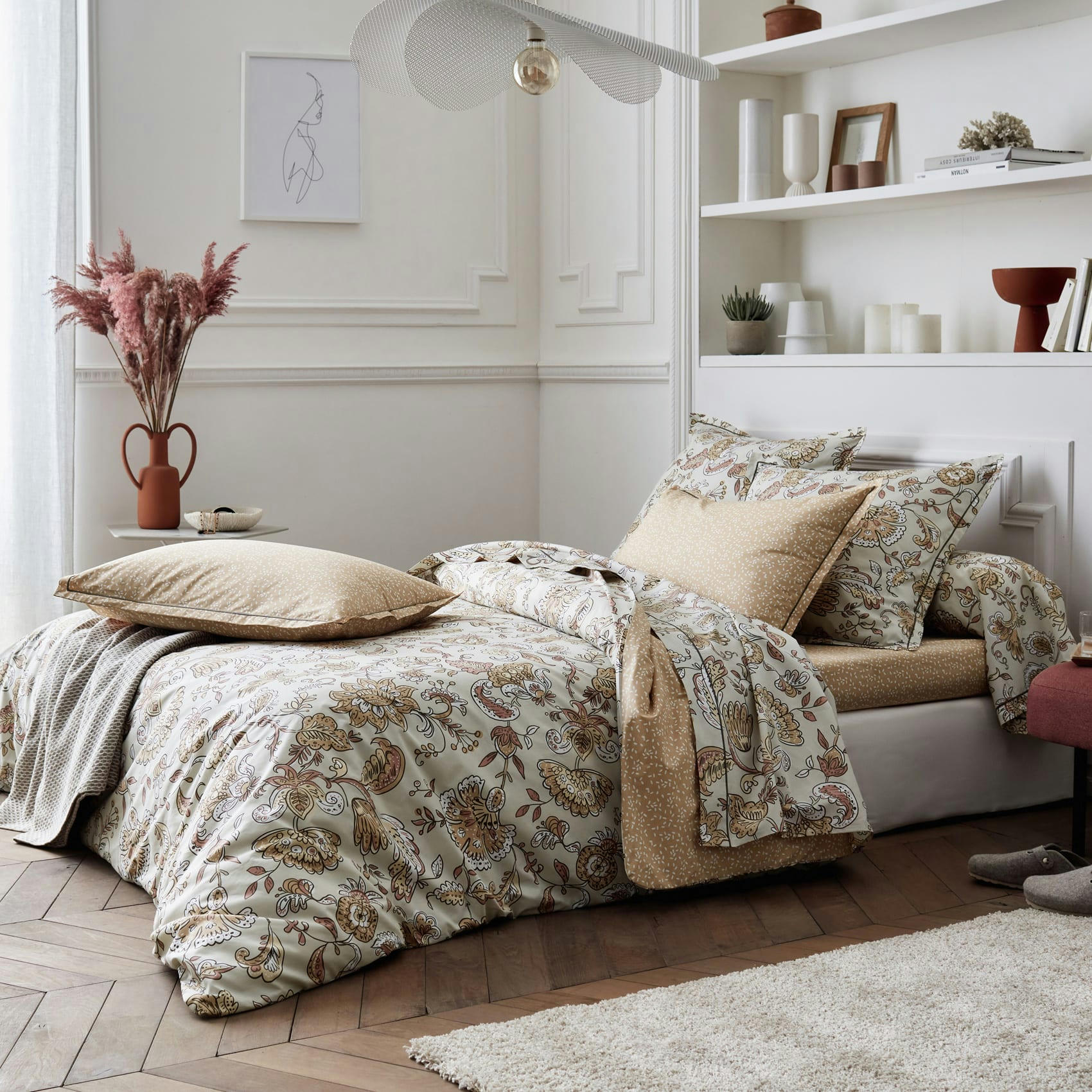 - Housse de couette santal melba percale de coton/coton beige 140x200 cm