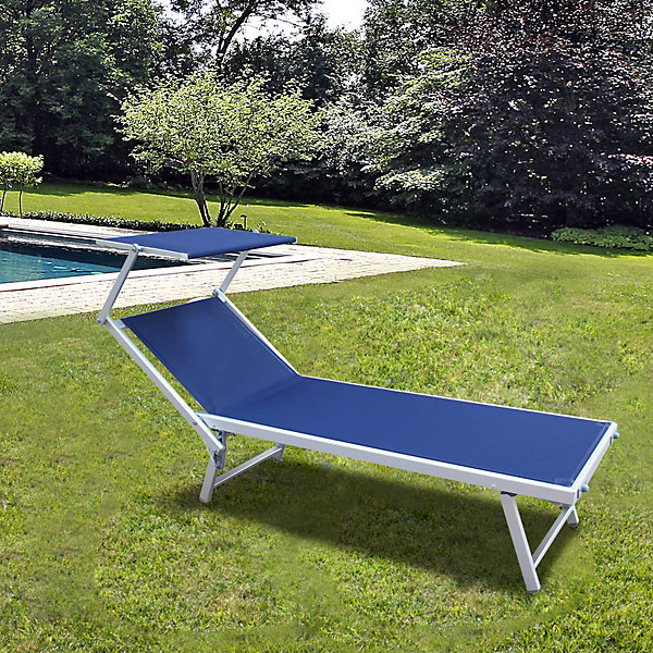 Chaise Longue de Plage en Aluminium Polyester PVC Bleu Rebecca Mobili