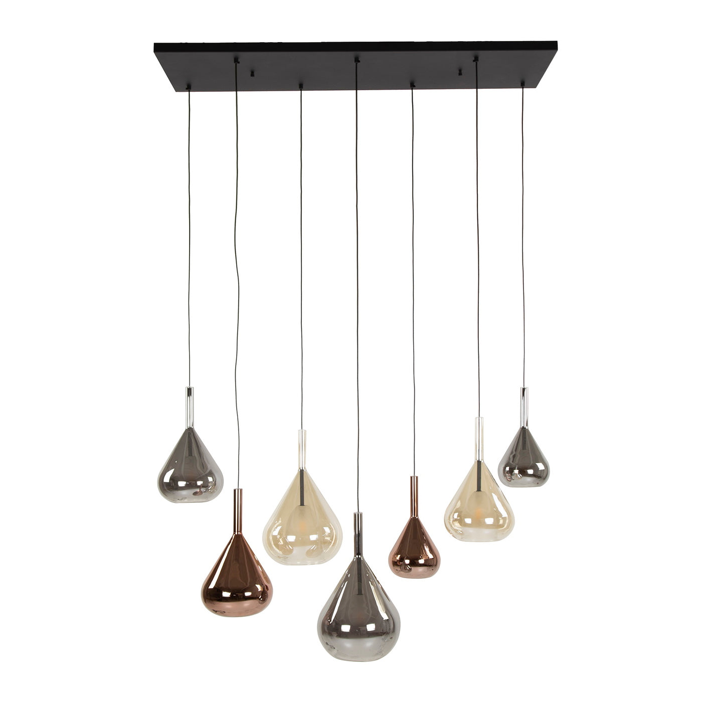 Giga Meubel Hanglamp Wings Mix - Amber Glas - 7-Lichts - 120x40x150cm