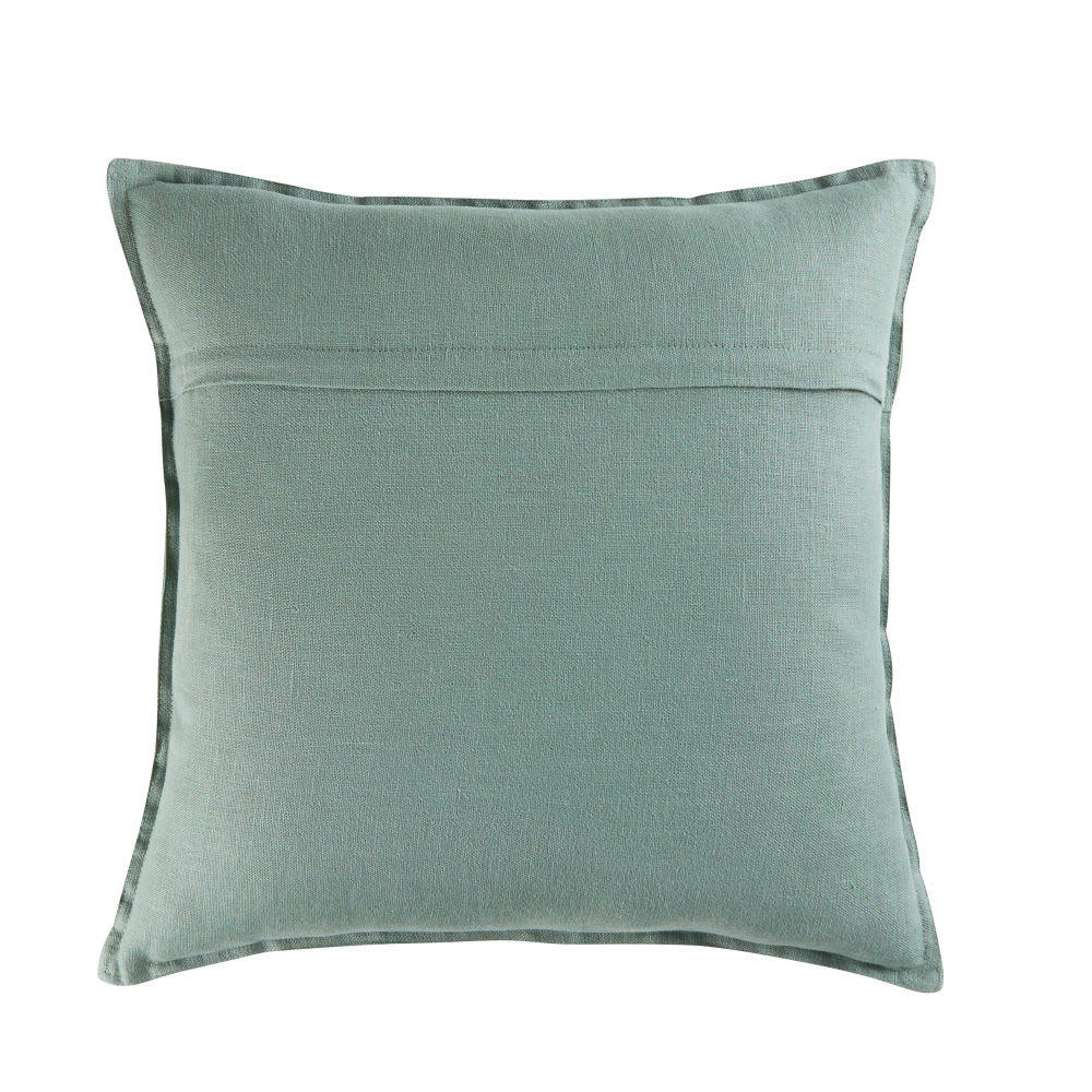 - Coussin en lin lavé vert jade 45x45