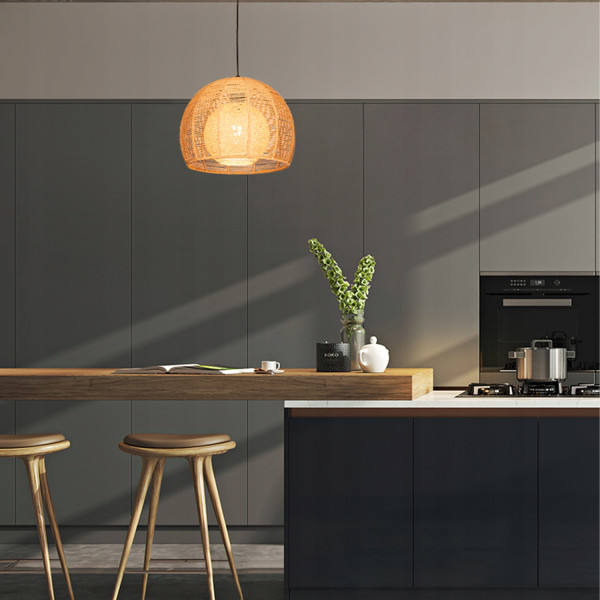 Lampa Sufitowa Wisząca Bambus BOHO Rattan Drewno Loft
