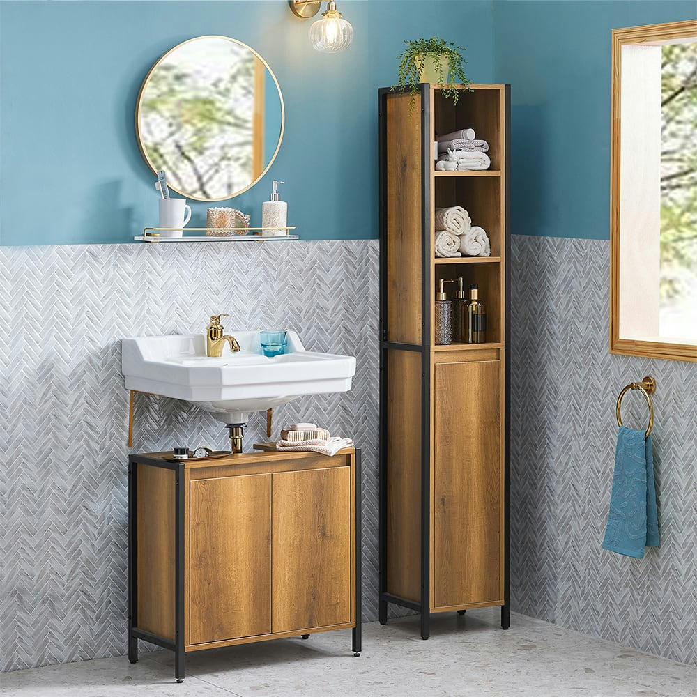 - Meuble sous vasque 2 portes effet bois
