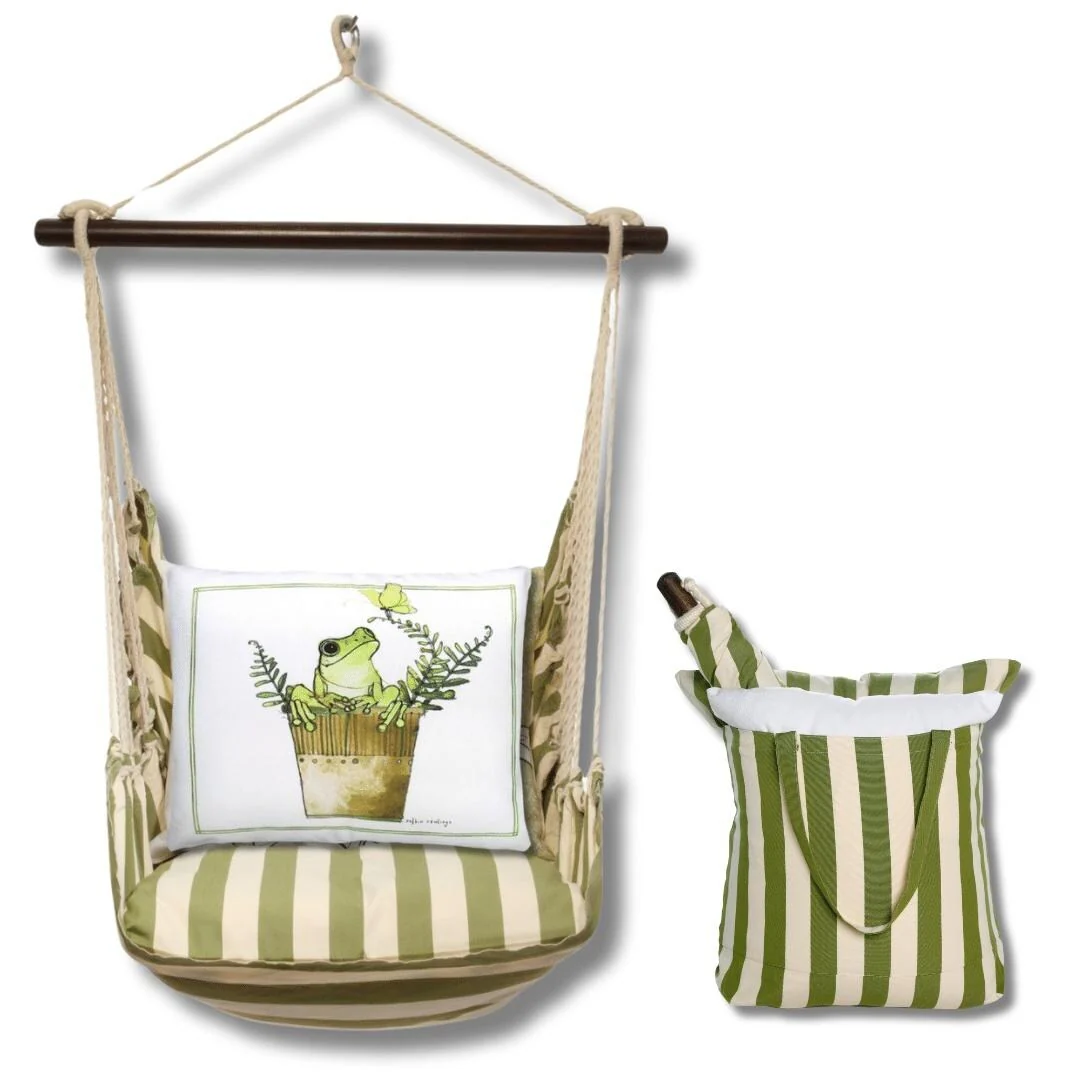 Magnolia Casual Swing Set 4 piece - Summer Palms Stripe w/ Frog in Pot