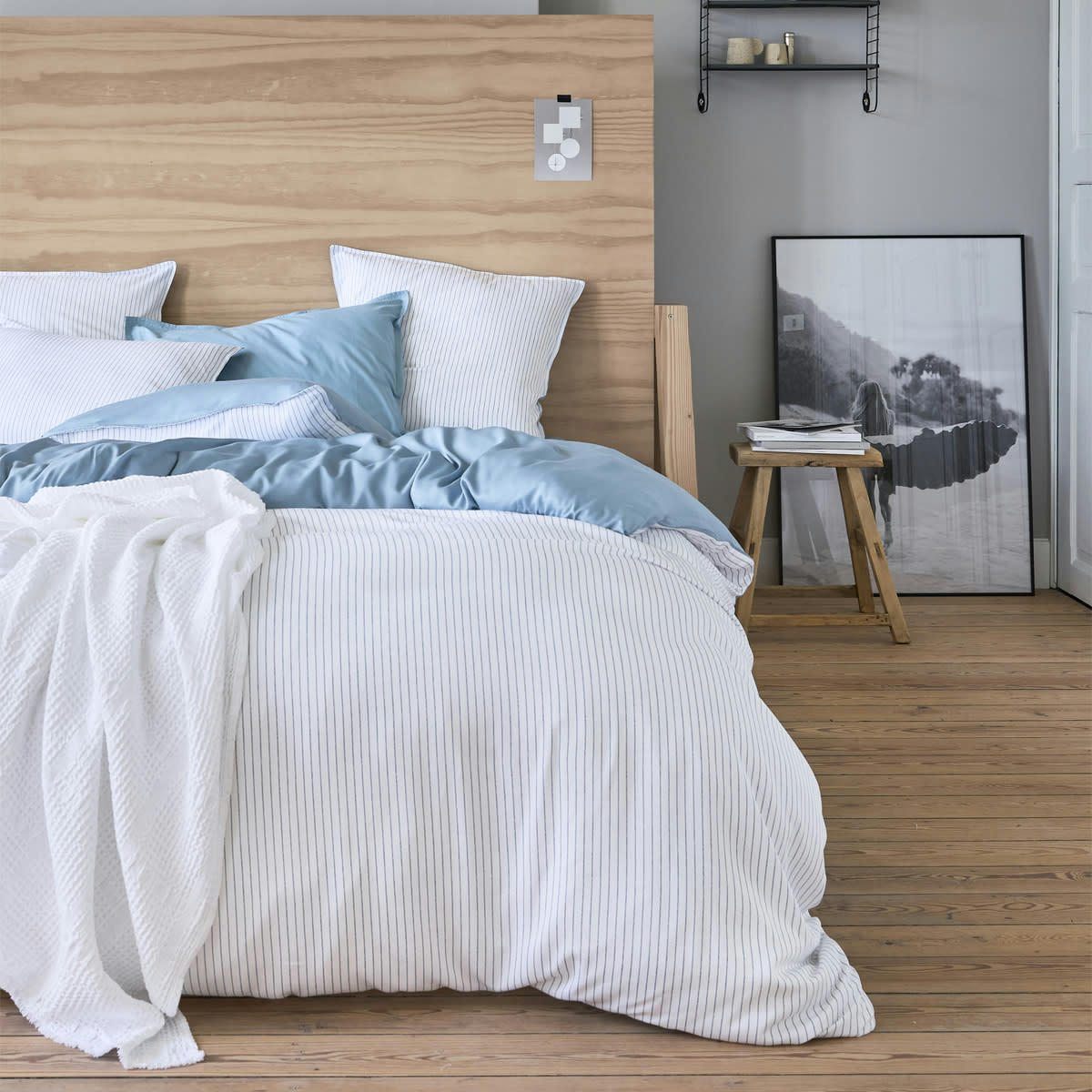 SILLAGE - Parure de lit en bambou bleu 260x240