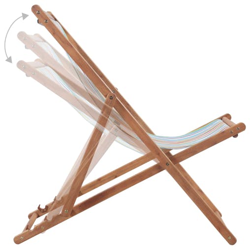 NNEVL Folding Beach Chair Fabric and Wooden Frame Multicolour