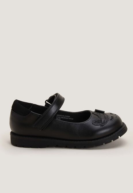 Younger Girls Black Glitter Unicorn Mary Jane Shoes