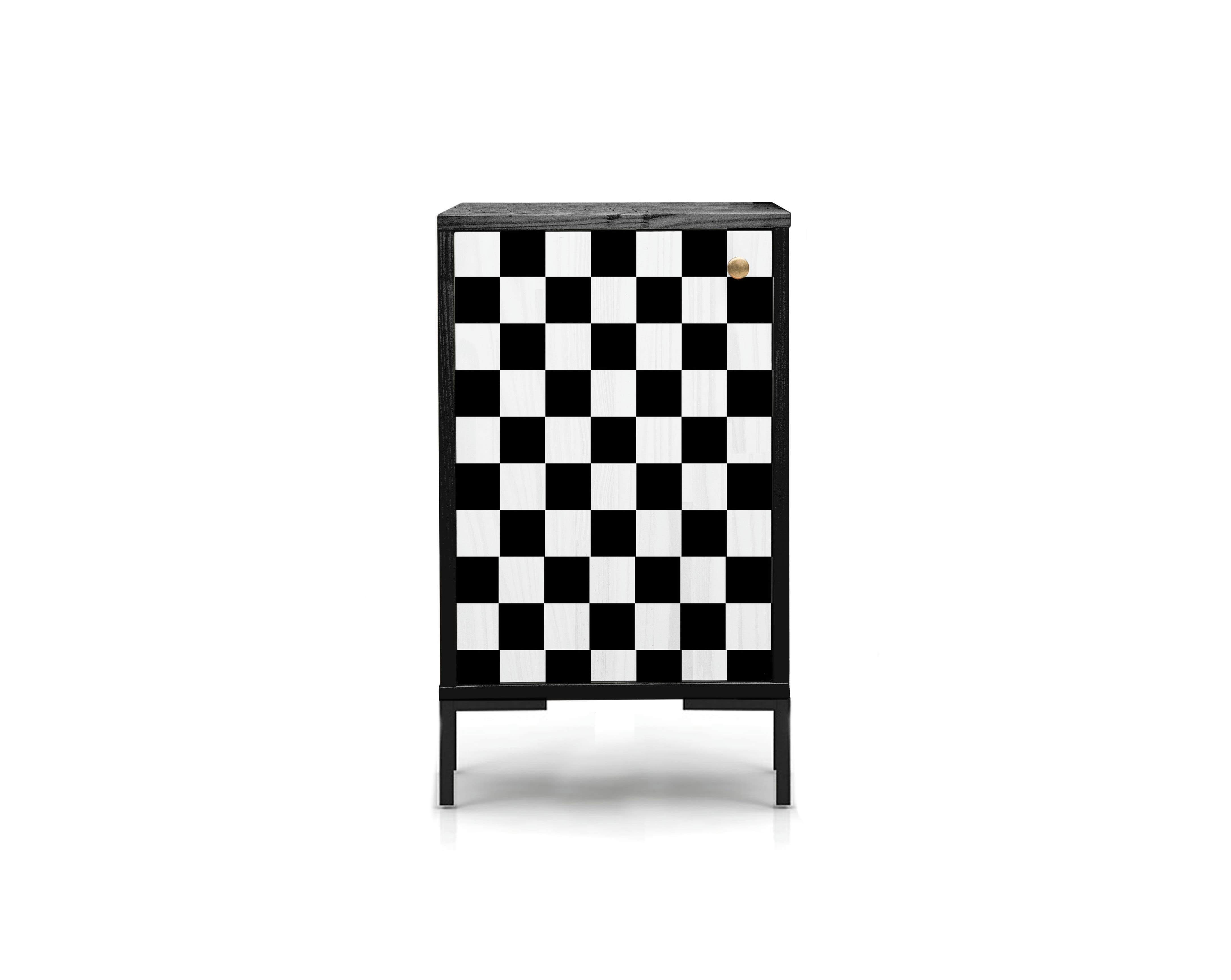 DAMERO - Table de chevet en MDF avec imprimé DAMIER