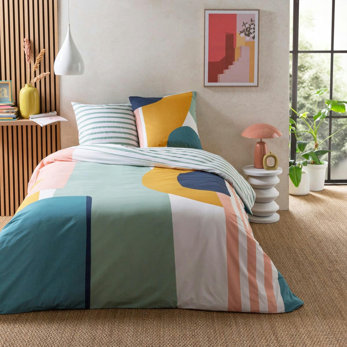 OSLO - Parure de lit 2 personnes coton  imprimé multico 260x240cm