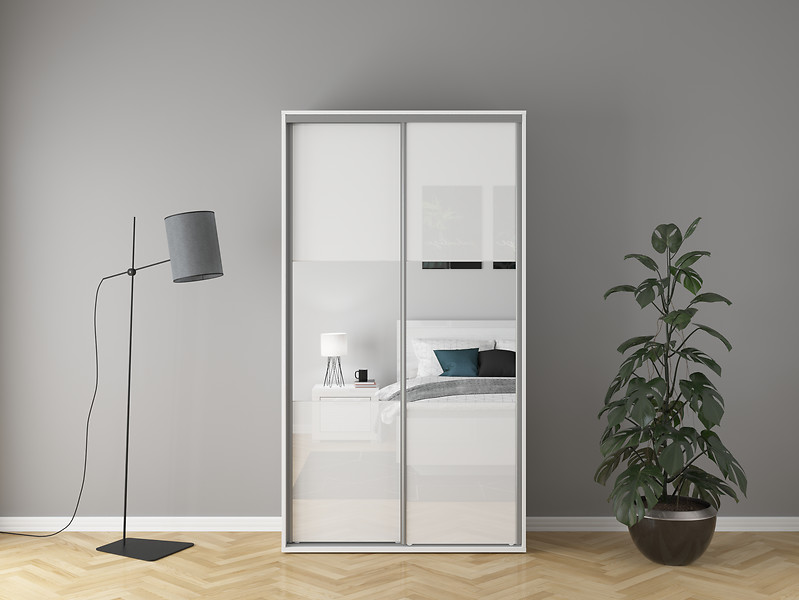 Szafa przesuwna Flex 120 cm z lustrem biały połysk