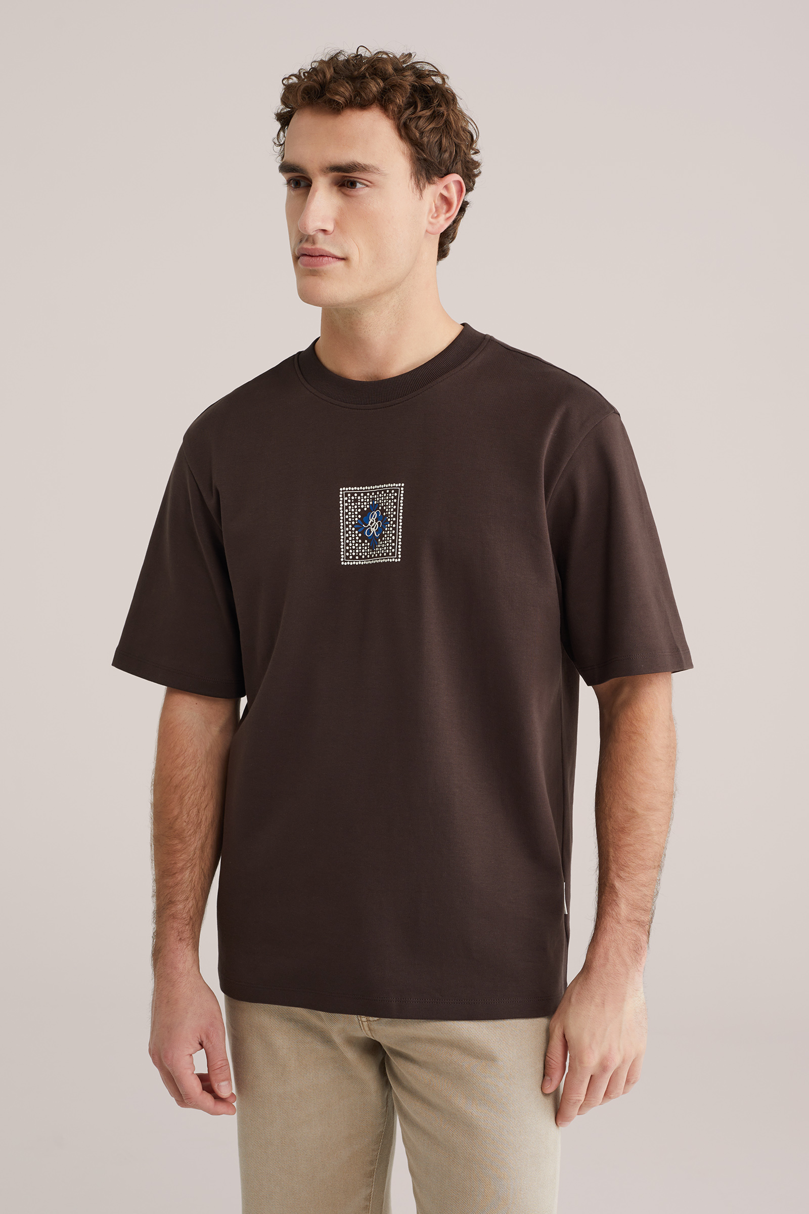 Heren heavyweight loose fit T-shirt met print