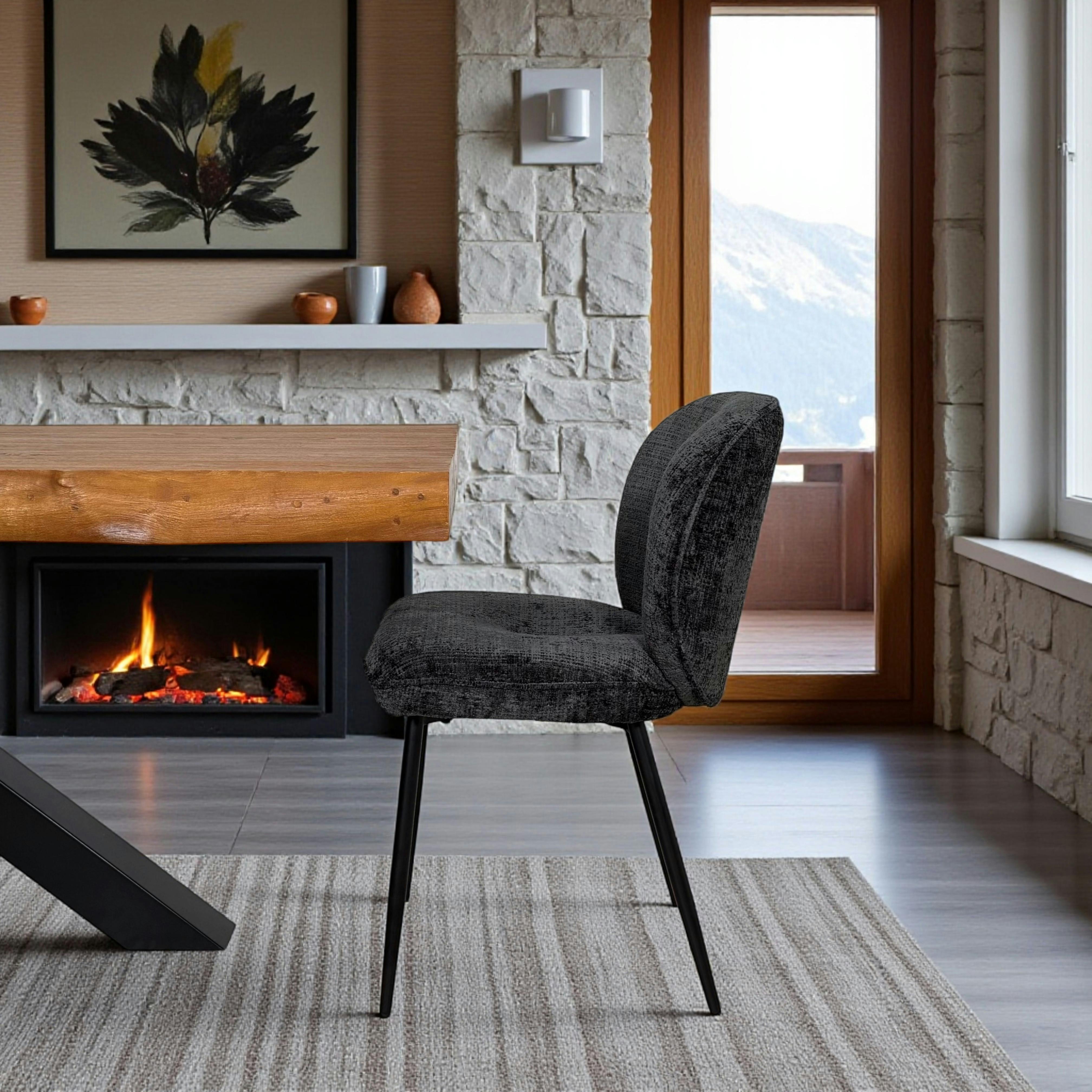 Chaise cosy en tissu noir (lot de 2) IENA