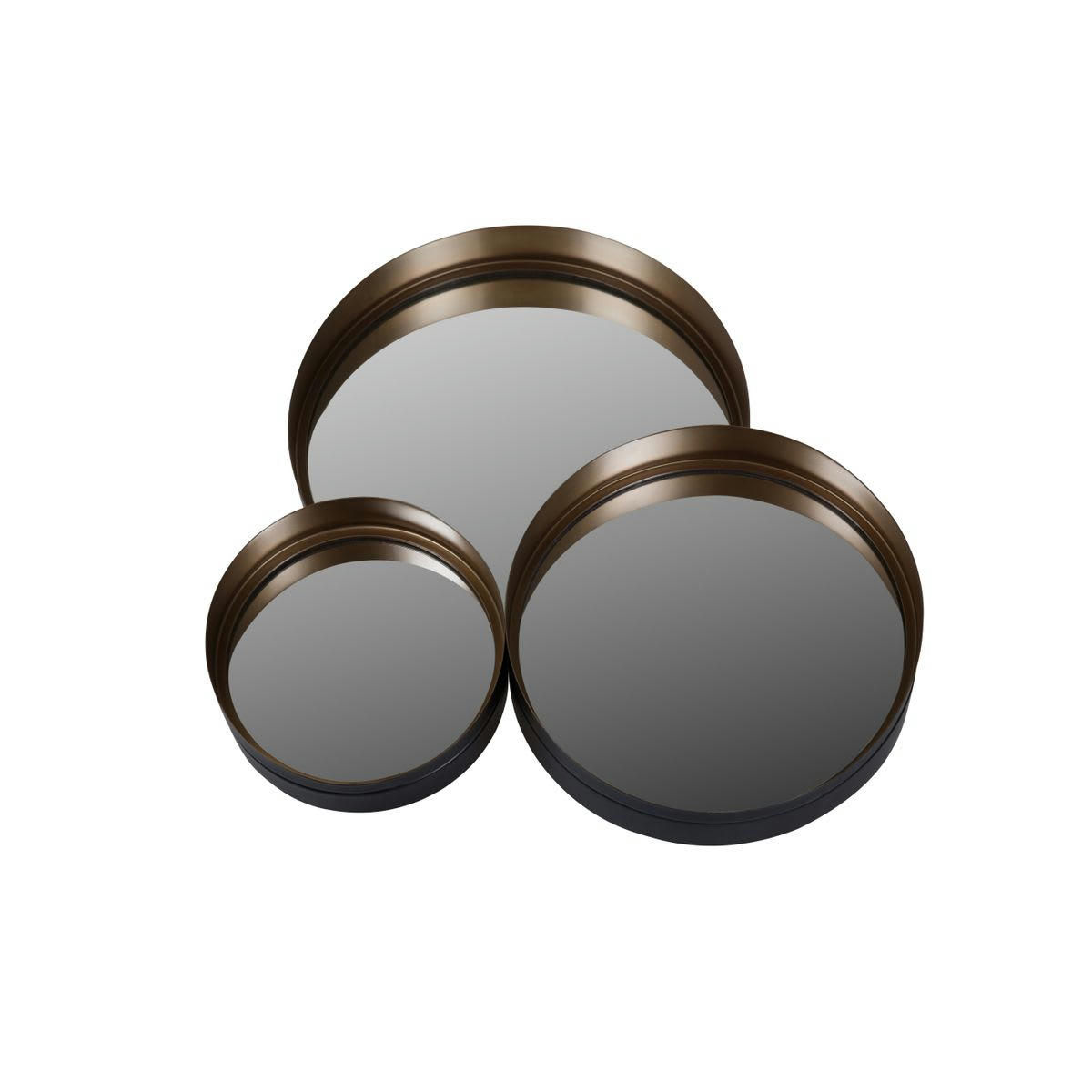 DOLCE - Miroirs ronds en métal couleur laiton  (set de 3)