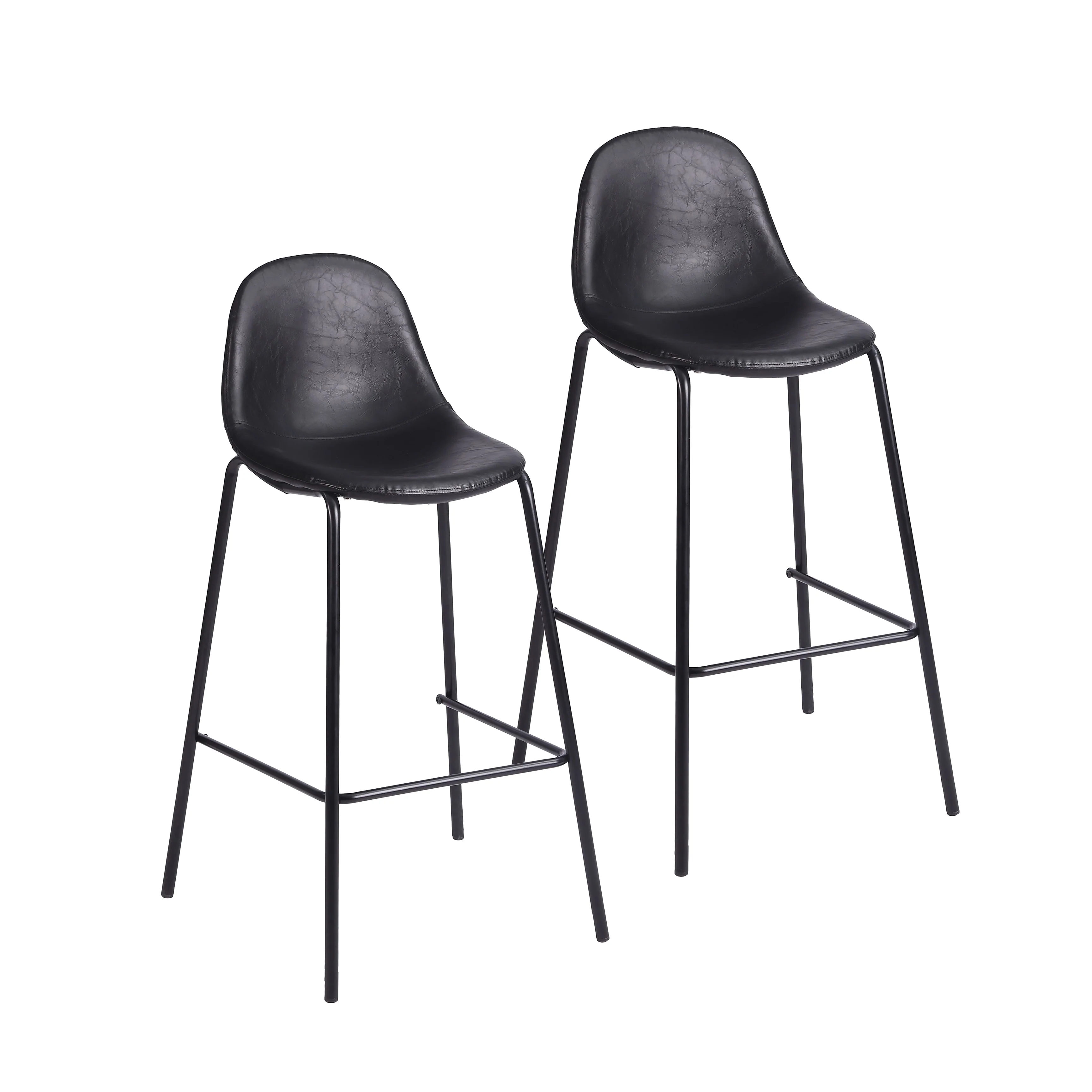 Porthos Home Tuca Bar Stools Set Of 2, PU Leather Upholstery, Iron Legs