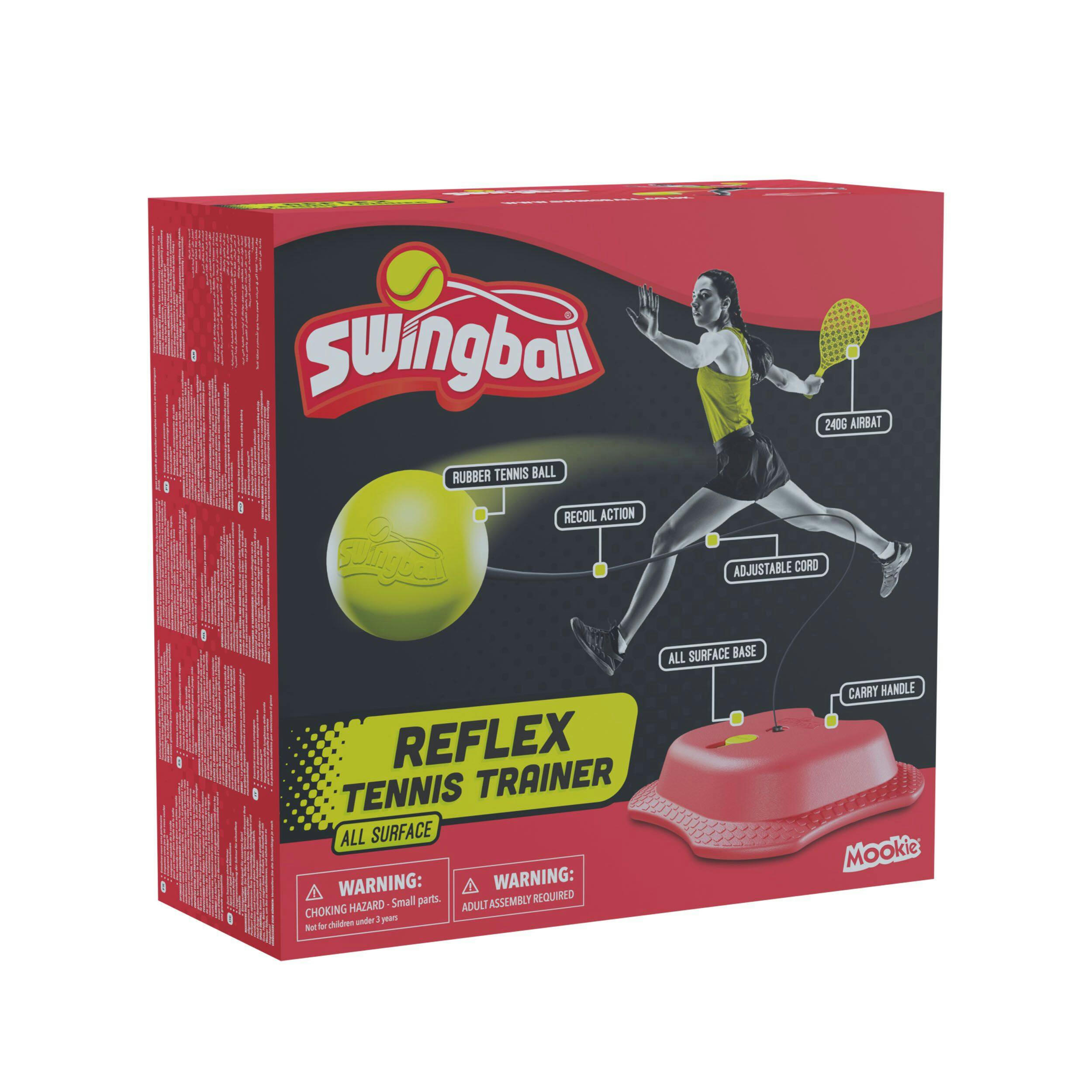 Swingball Portable All-Surface Solo Reflex Tennis Swing Trainer w/ Base, Age 6+