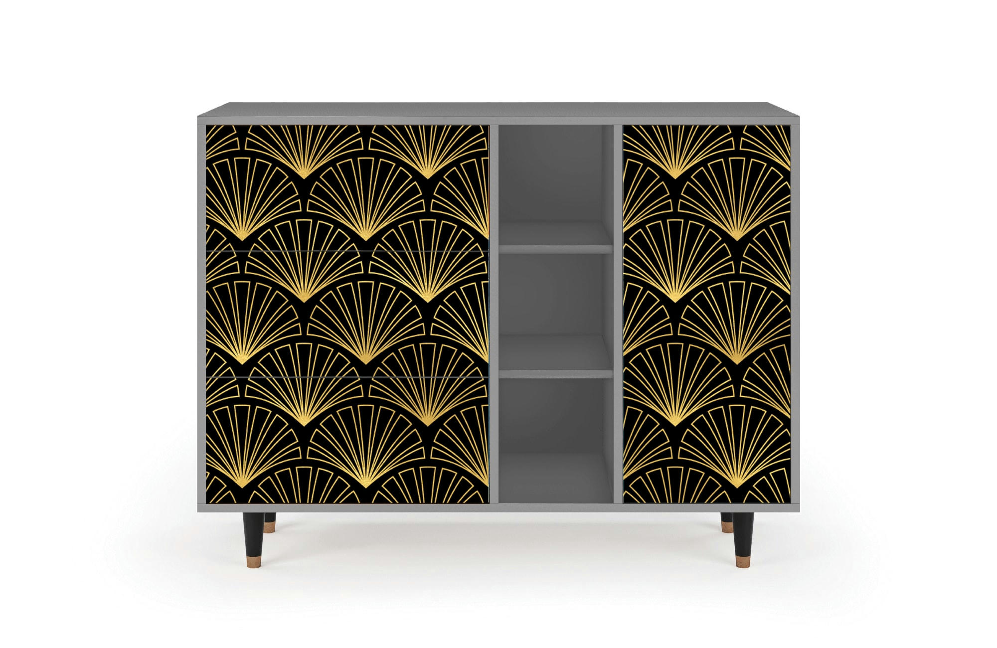 BIRD OF JUNO - Buffet  noir 3 tiroirs et 1 porte L 125 cm