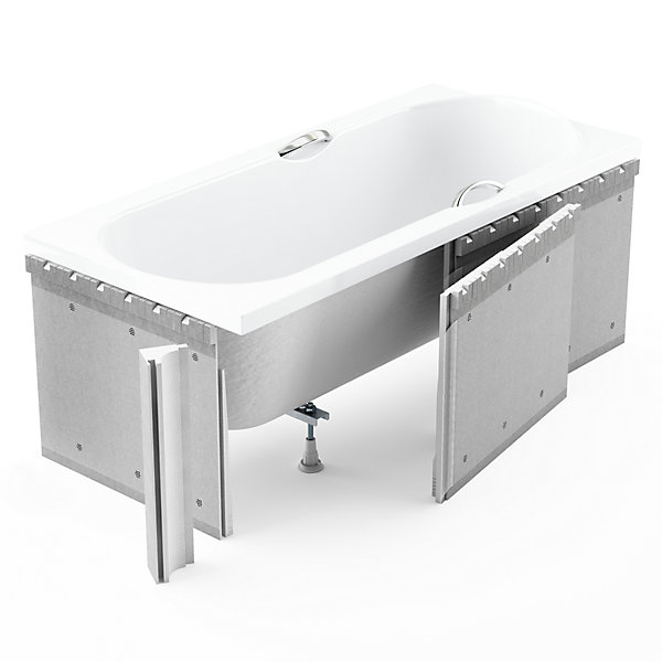 Baignoire rectangulaire 170 x 70 MAJKA acrylique blanc   Habillage en polystyrène   Pieds   Vidage à chromé
