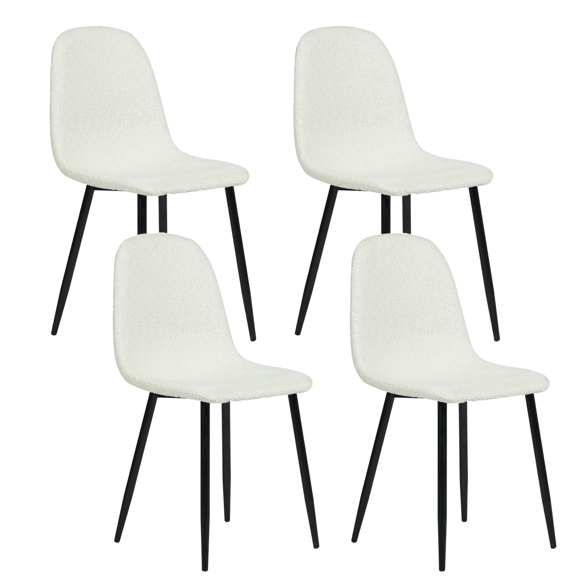 - Lot de 4 chaises scandinaves tissu bouclette écru pied noir
