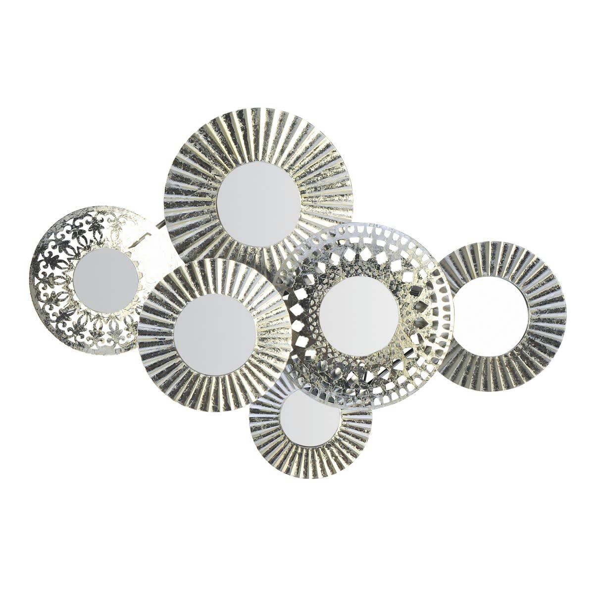 - Miroir effet moucharabieh en métal argent