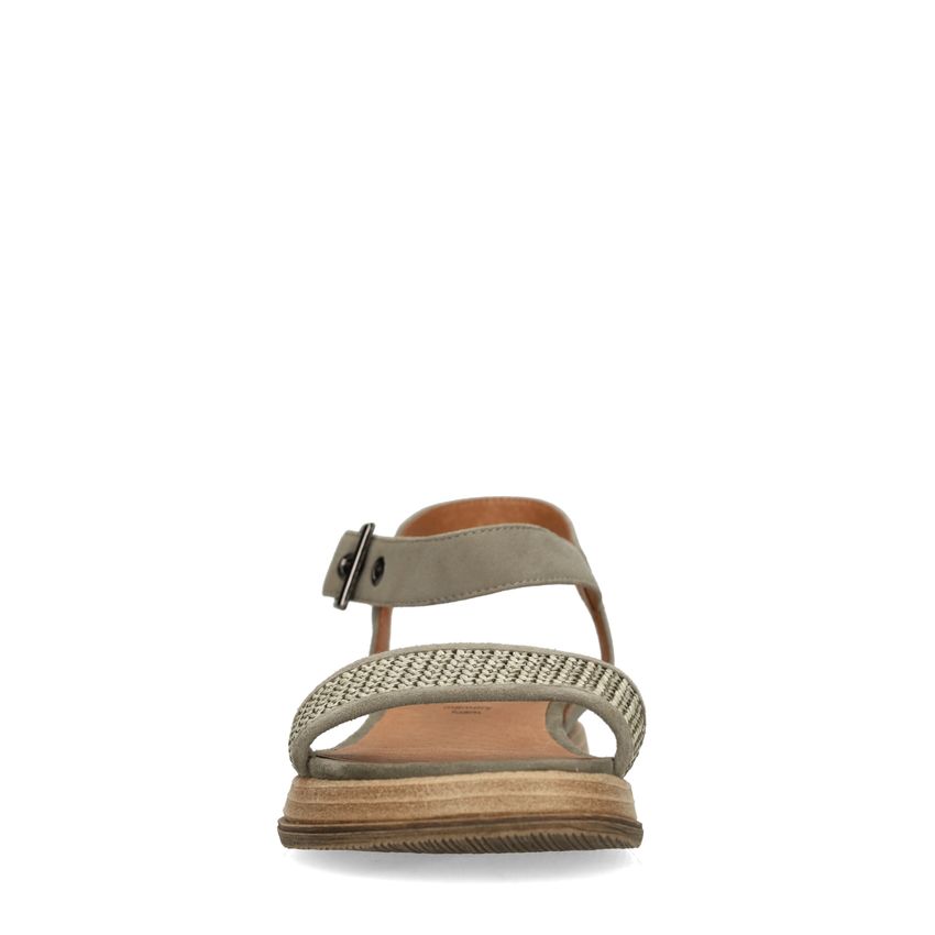 No Stress Groene leren plateau sandalen