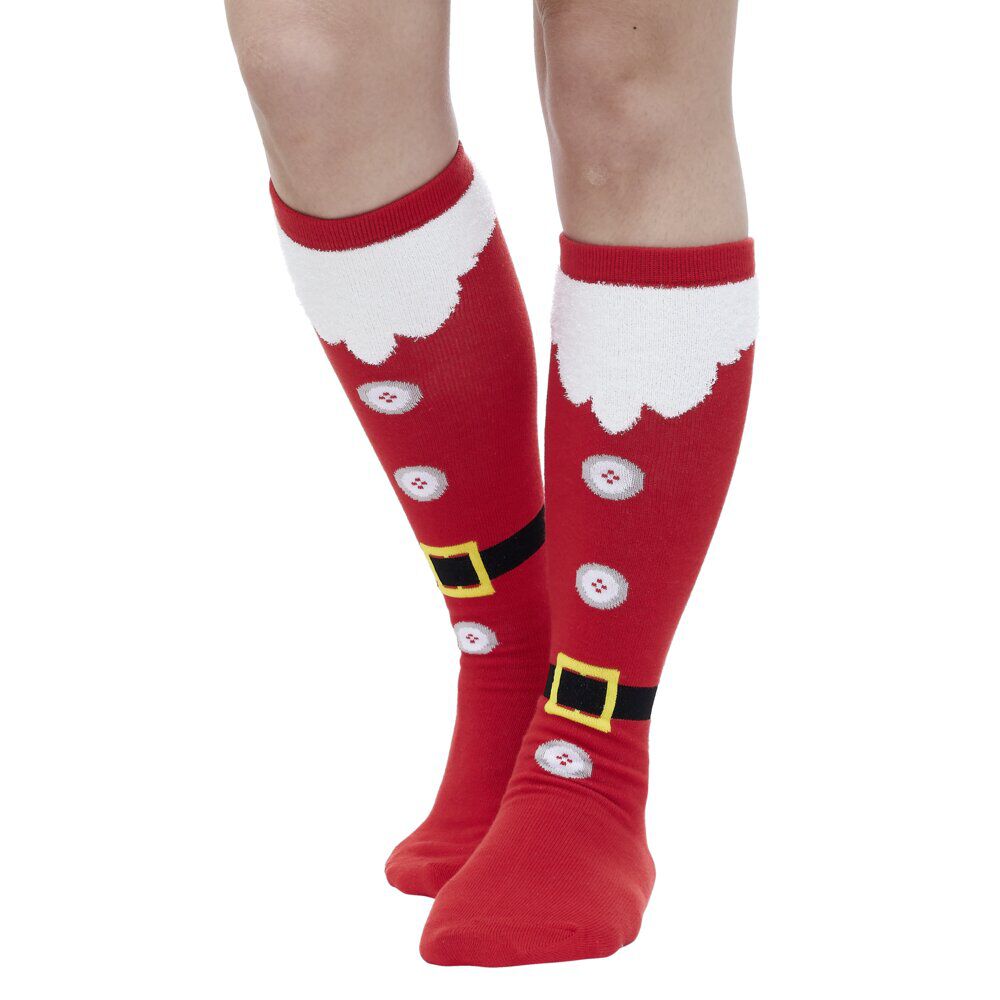 Chaussette de No&euml;l haute rouge et blanc 47cm