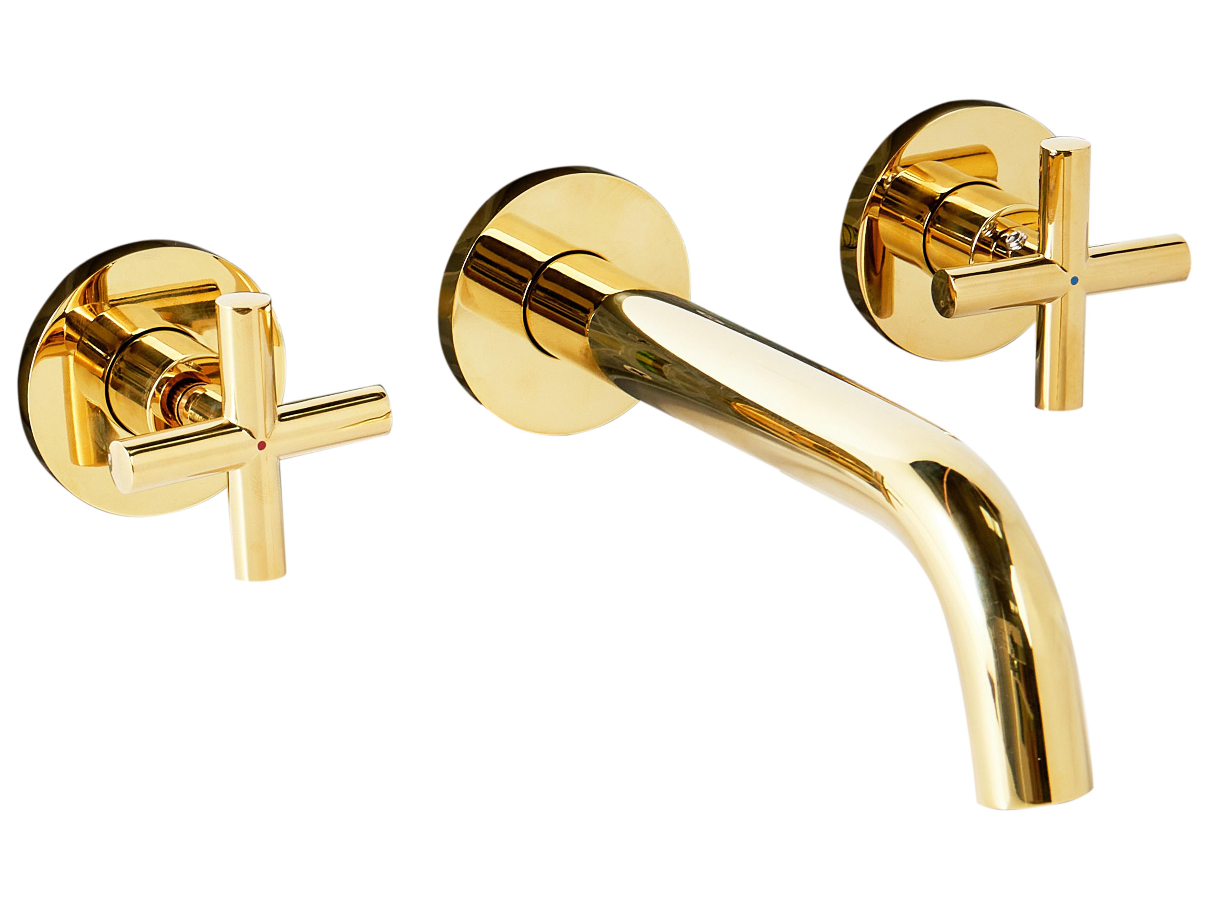 Wall Mounted Basin Mixer Tap KAIETEUR Brass Gold