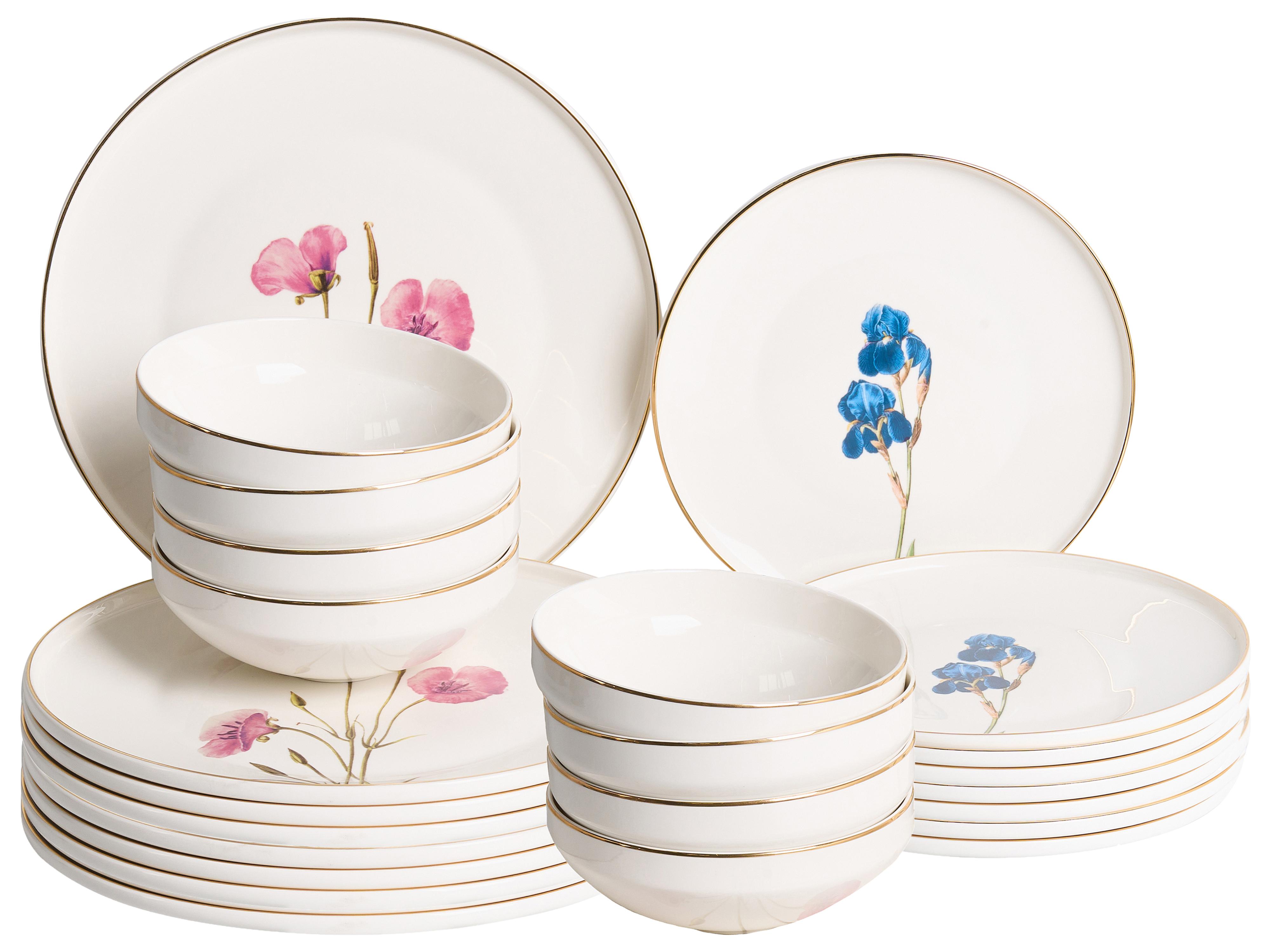 Set of 12 Dinnerware HYSSOP Porcelain White