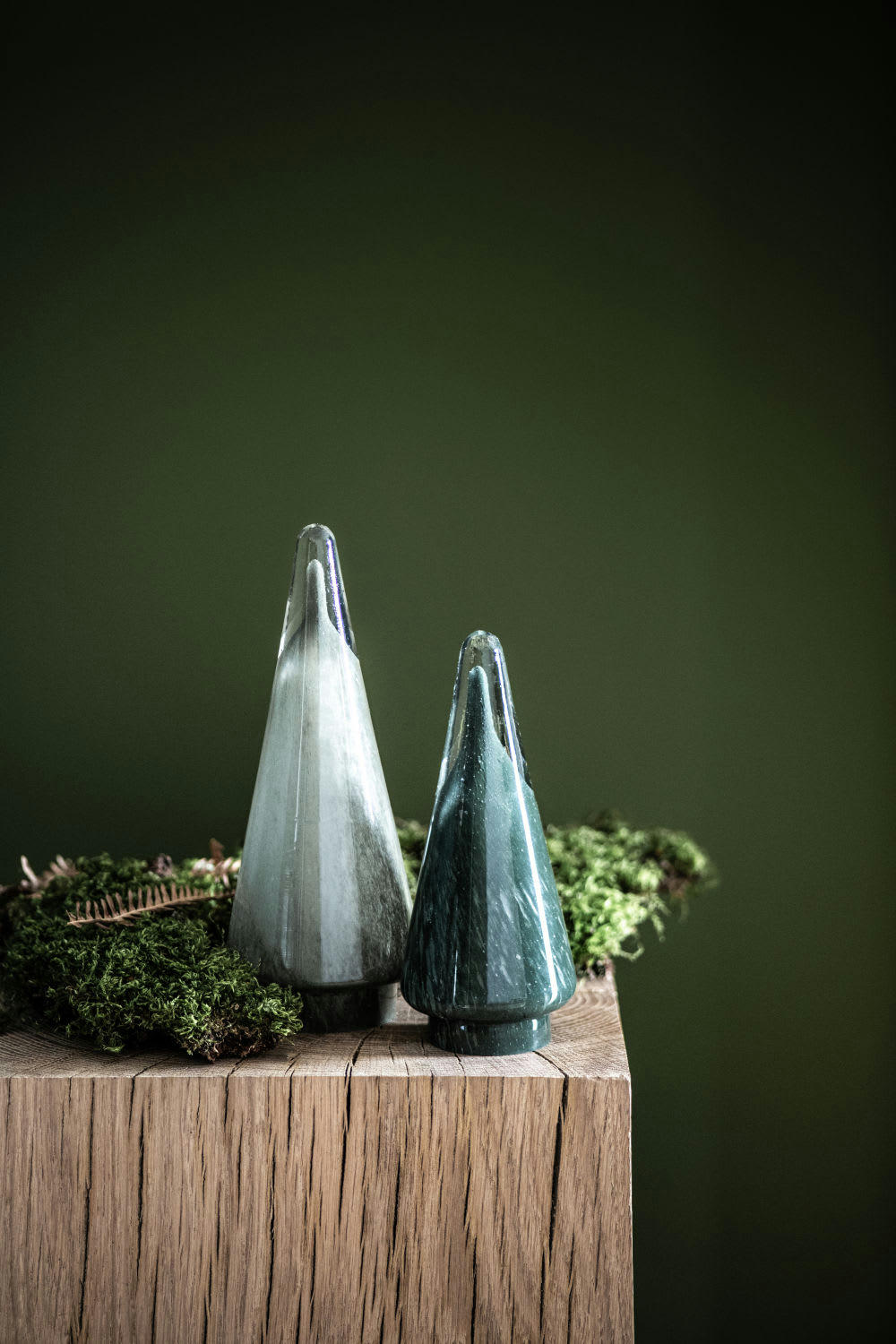 ABETO - Statuette sapin vert en verre stylisé H20