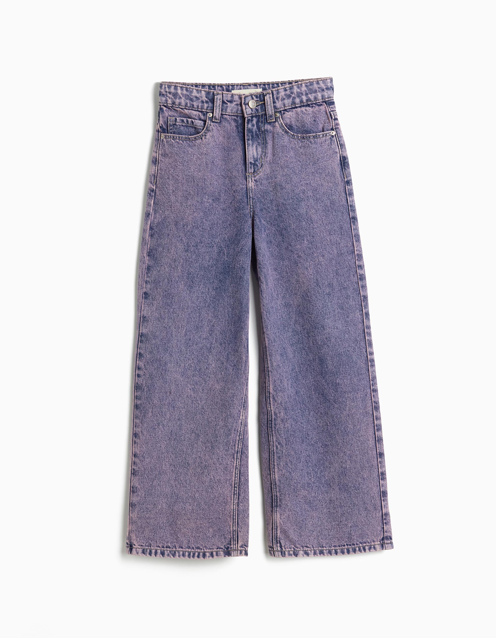 Calças de Ganga 'Wide Leg', Menina, Rosa Claro