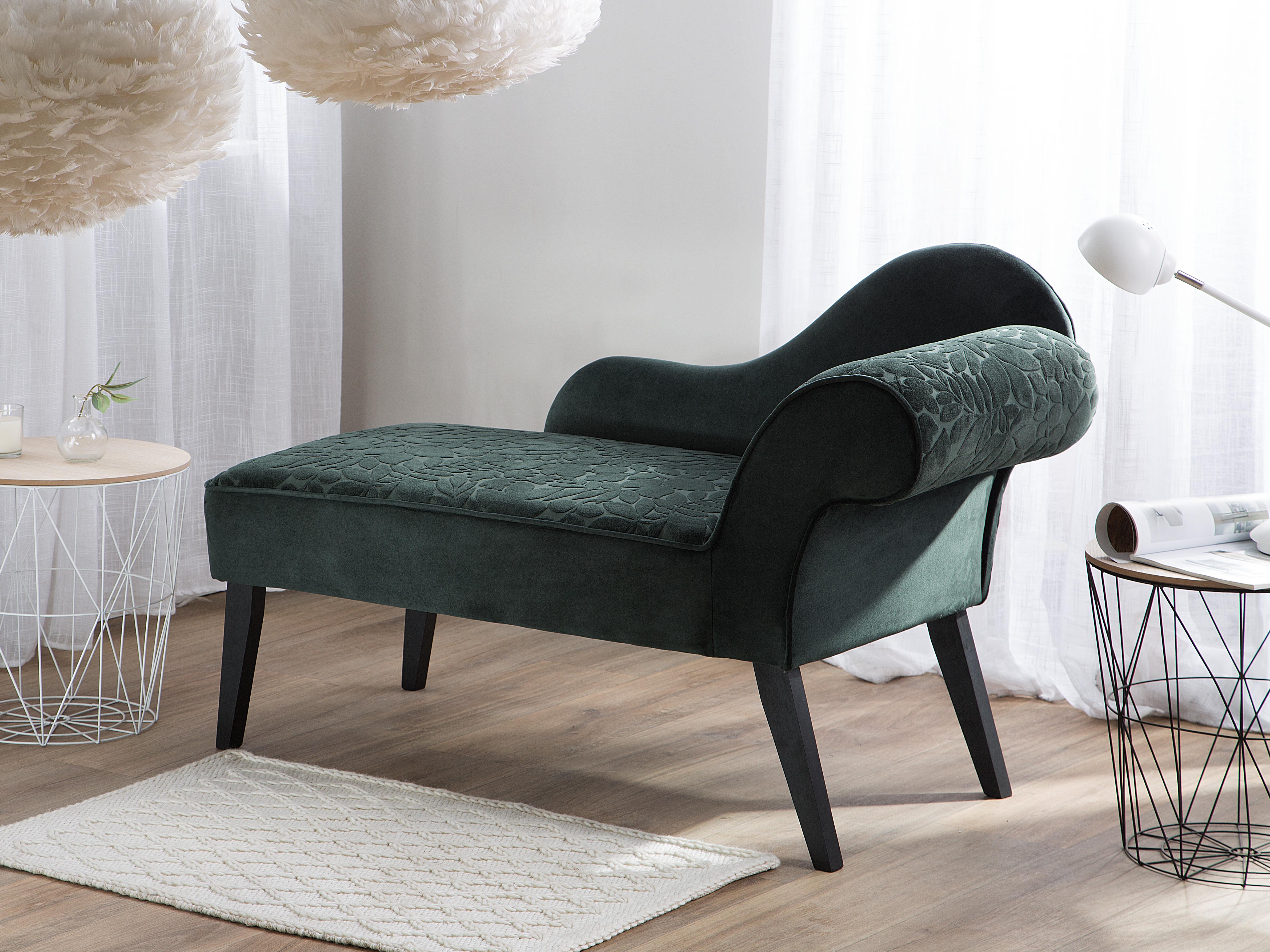 Right-Hand Chaise Longue BIARRITZ Velvet Dark Green