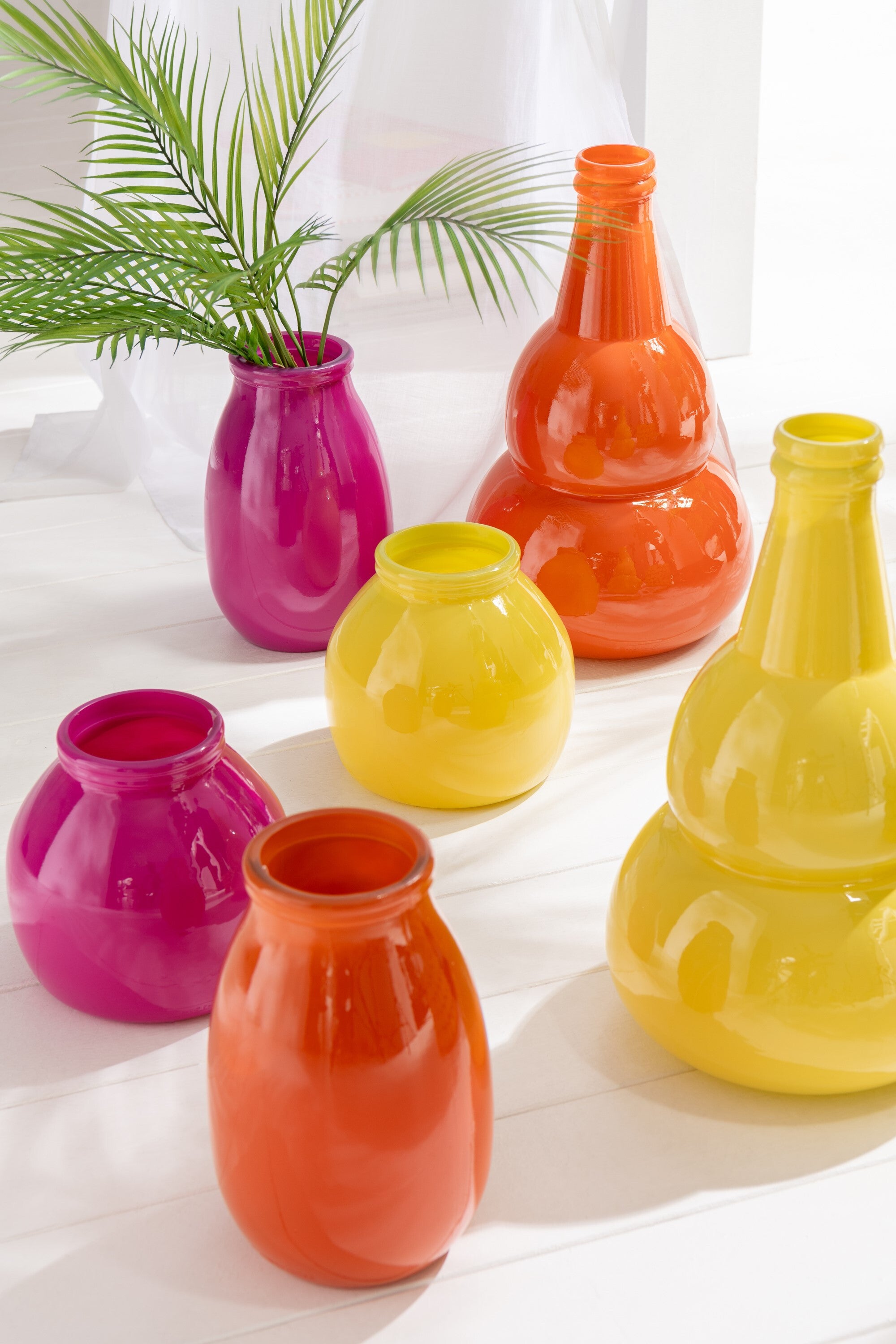 J-Line vaas Cocoon - glas - oranje - 45 cm hoog