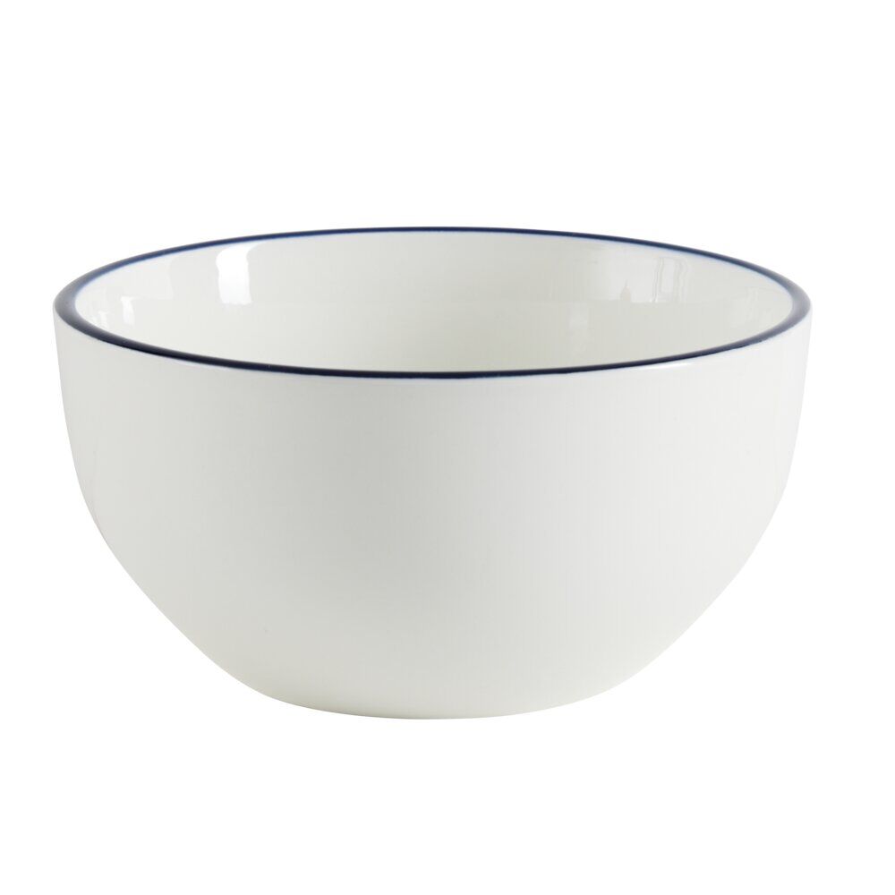Bol porcelaine blanc liseré noir Ø15xH7cm